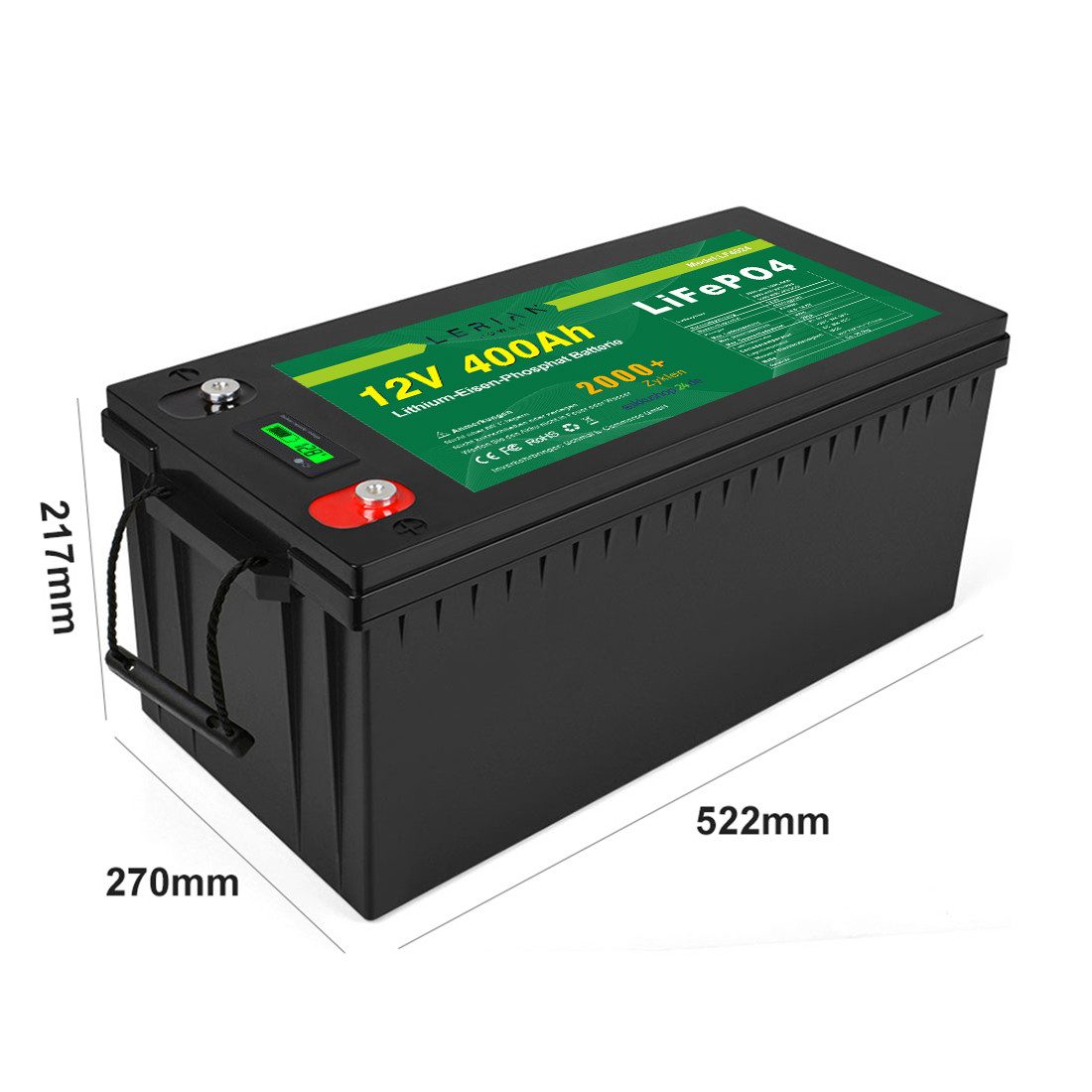 LERIAN POWER LiFePO4 Akku 12V 400Ah 200A LFP Batterie für Camping Boot Solar Akku