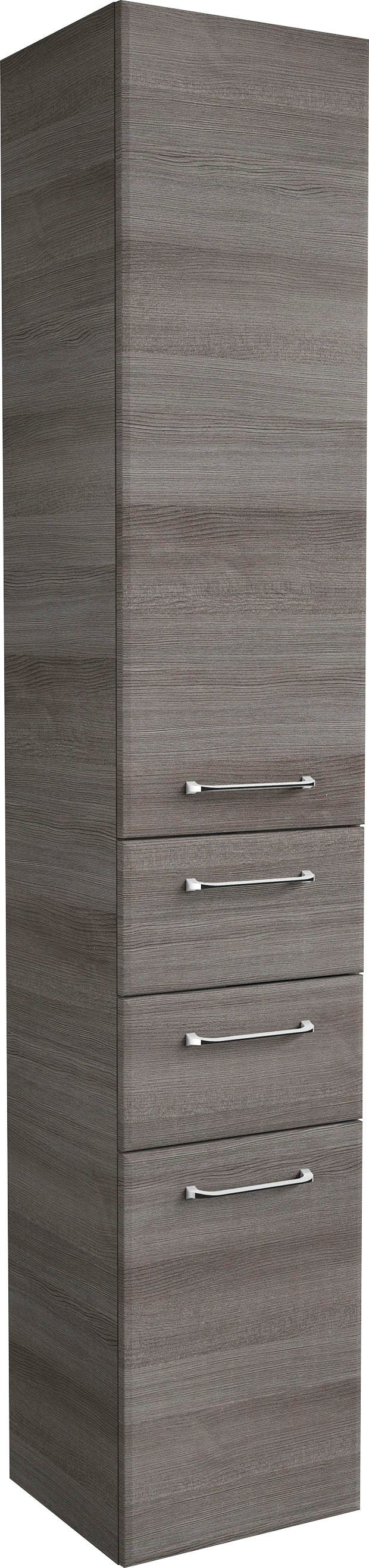 PELIPAL Hochschrank Quickset Breite 35 cm, Höhe 185,5 cm, Glaseinlegeböden, Türdämpfer Graphit/Graphit | Graphit Struktur quer | Hochschränke