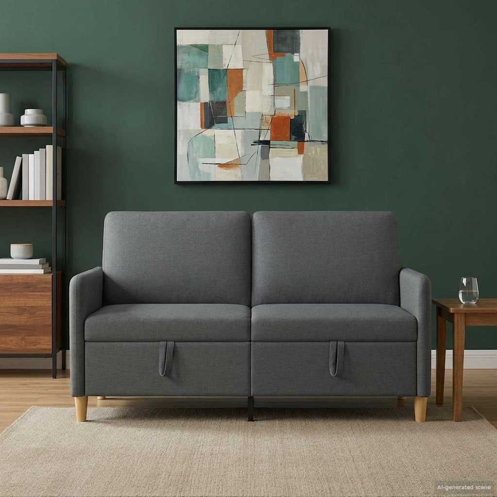 vidaXL Sofa Sofa mit Stauraum Dunkelgrau 152 x 78 x 87 cm Polyester, 1 Teile – Bild 3 von 5