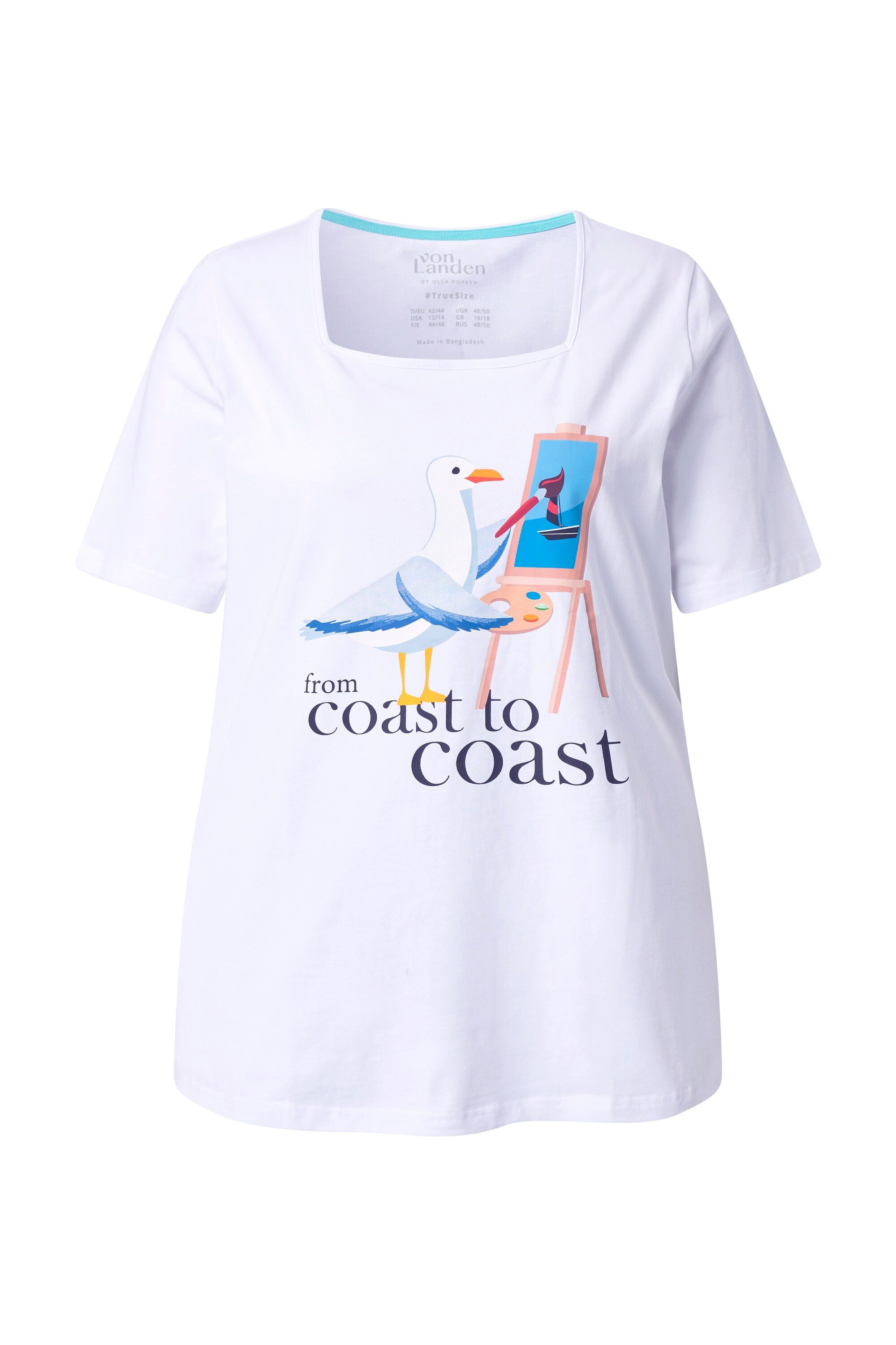 Ulla Popken T-Shirt T-Shirt Möwe Classic Carré-Ausschnitt Halbarm