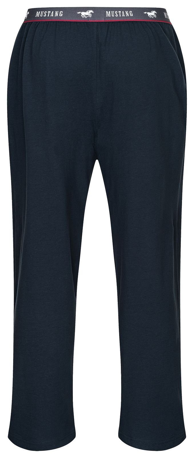 Freizeithose roter Navy und Hose Trousers Kontraststreifen Lounge Mustangbranding Pants MUSTANG Long Loungepants