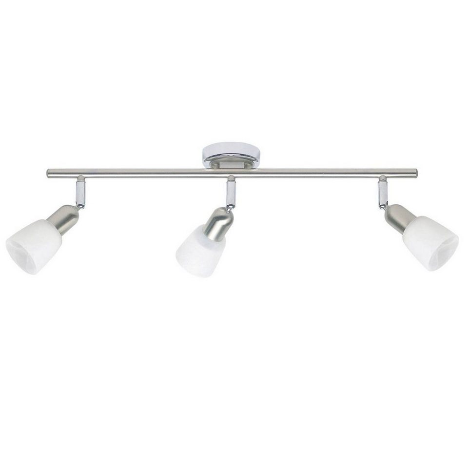 Brilliant Deckenleuchte Sofia, Lampe Sofia Spotrohr 3flg eisen/chrom/weiß 3x  D45, E14, 40W, geeigne, Beleuchtung passend für jede Wohnung