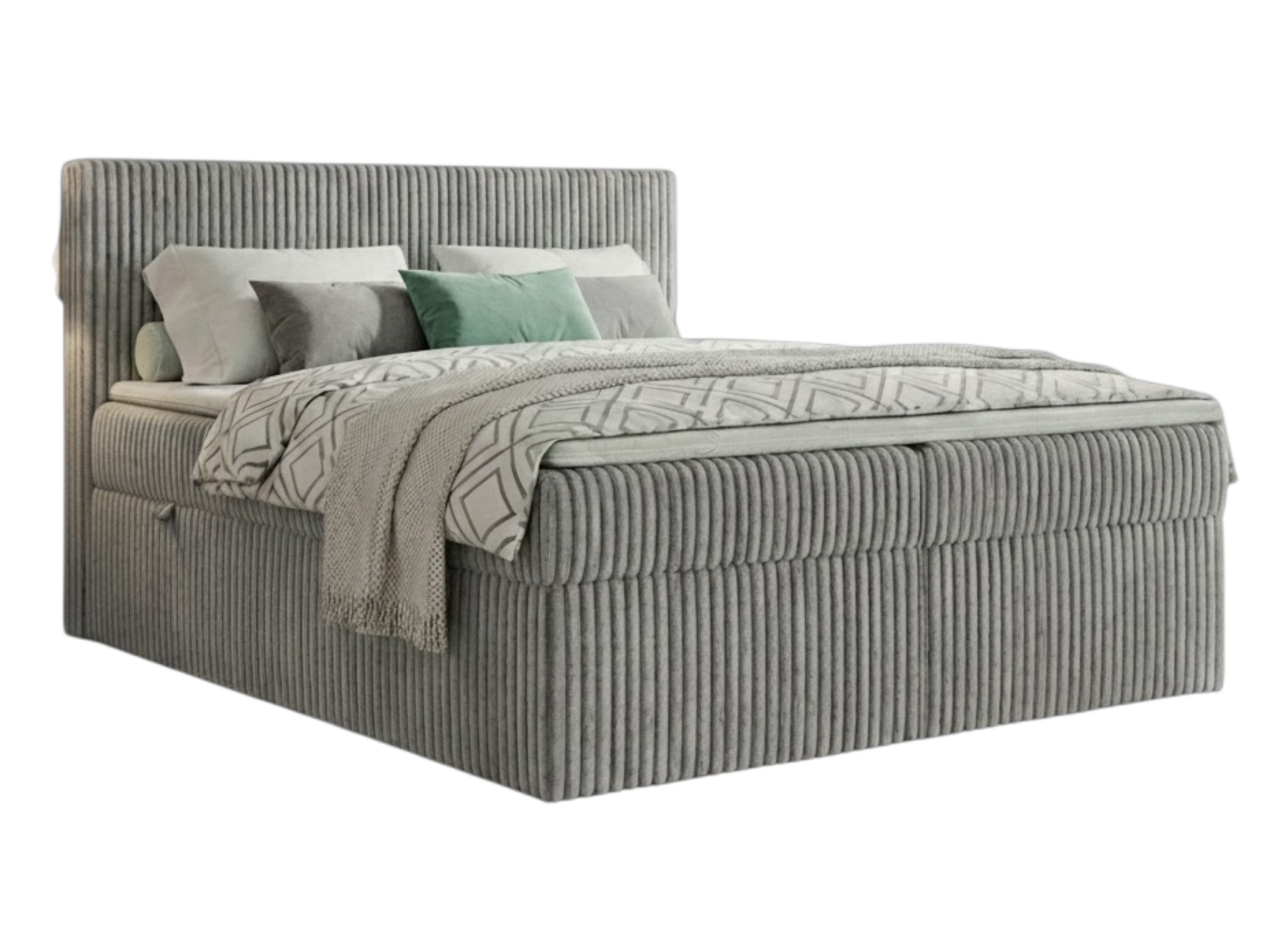 A&J MöbelLand GmbH Boxspringbett RALF mit Bettkasten, Topper und gepolstertem Kopfteil. (Boxspringbett mit Bettkasten und gepolstertem Kopfteil)