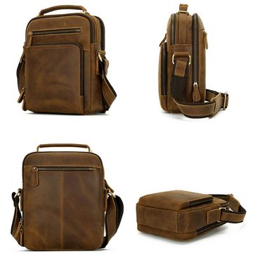 OKWISH Umhängetasche Henkeltasche Handtasche Leder Tragetasche Aktentasche Tasche Vintage (Schultertasche Arbeitstasche Messenger-Tasche Top Griff Schultergurt, Ledertasche, Unitasche, Bürotasche, Freizeittasche, Echtes Leder, Echtleder), für Herren Frauen Jungen Freizeit Arbeit Business Schule Büro Reisen