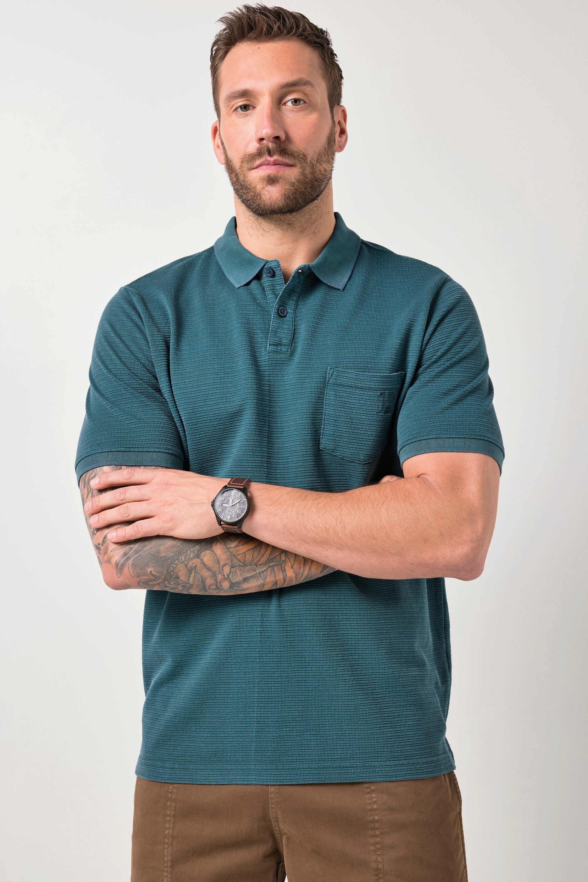 Poloshirt Poloshirt Halbarm Struktur Vintage Look bis 8 XL