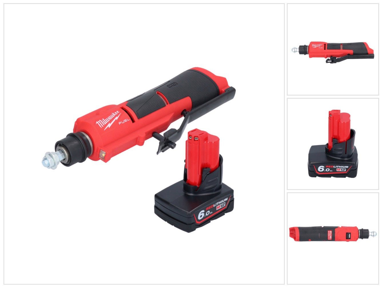 Milwaukee Akku-Geradschleifer Milwaukee M12 FTB-601 Akku Reifenaufrauer 12 V 7/16" Hex Brushless + 1