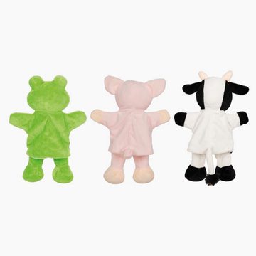 goki Handpuppe Handpuppen Kuh, Schwein, Frosch (Spar-Set, 3-tlg), hervorragend zum Geschichtenerzählen