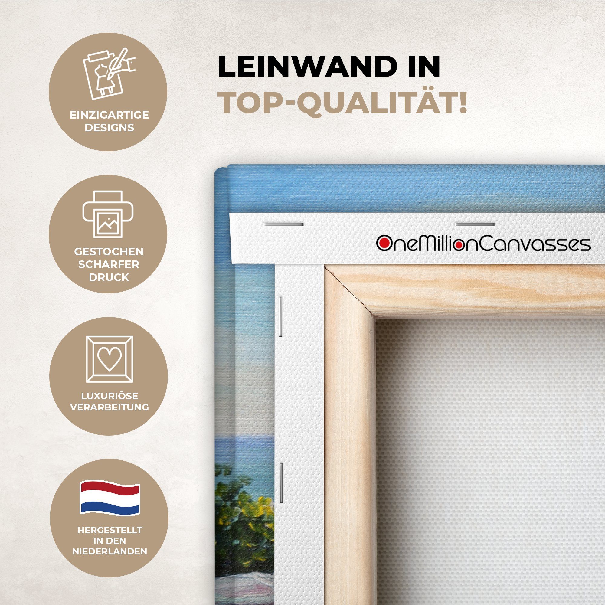 OneMillionCanvasses® Leinwandbild Malerei - Haus - Ölfarbe - Dorf, Fotodruck (1 St), Leinwand Bilder Klein, Wand Dekoration Aesthetic 30x20 cm