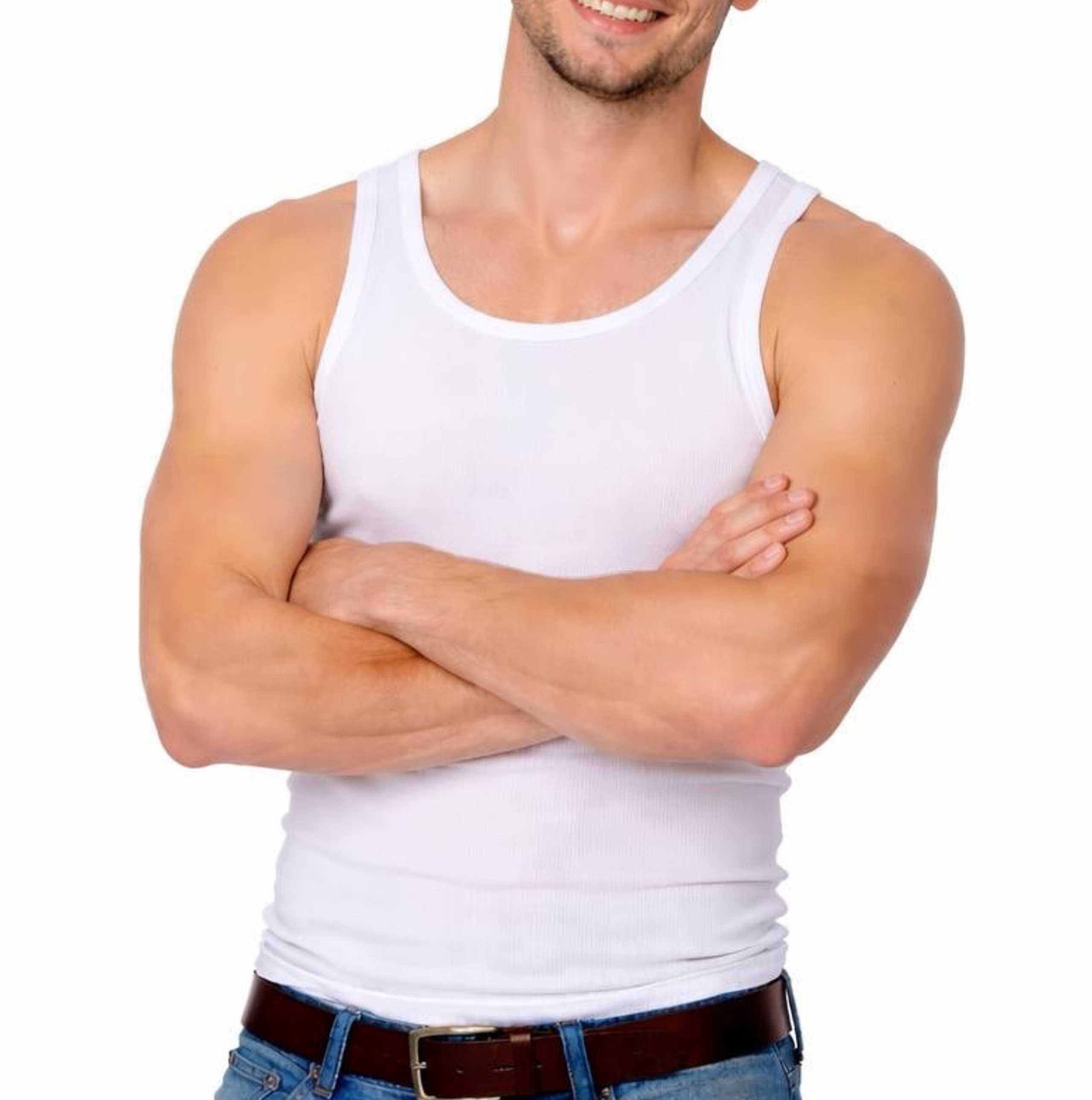 Cocain underwear Unterhemd Herren glatt weiss Feinripp 100 Baumwolle (4-St) ohne Seitennähte, 100% Baumwolle