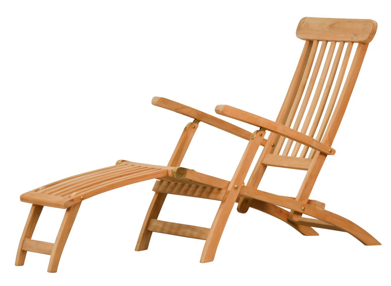 Kai Wiechmann Gartenliege Hochwertiger Teak Deckchair als wetterfester Liegestuhl, verstellbarer Teak Relaxsessel mit Fußablage