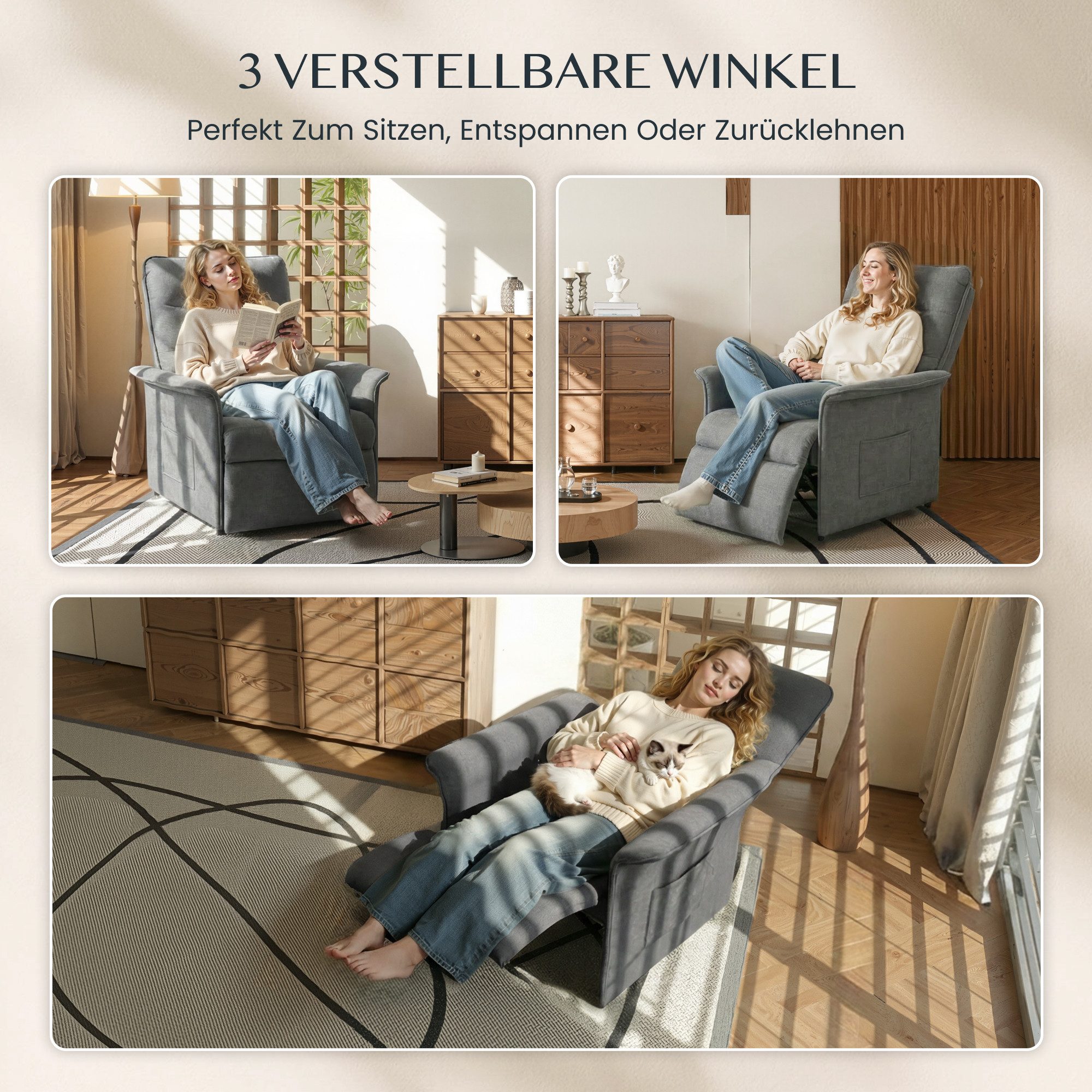 FLEXISPOT Sessel Elektrischer Relaxsessel – Ergonomischer Liegesessel mit Relaxfunktion (leicht zu montieren, kompakt verpackt & einfach zu transportieren), Fernsehsessel, ergonomisch, bis 200 kg belastbar, 105°-155°