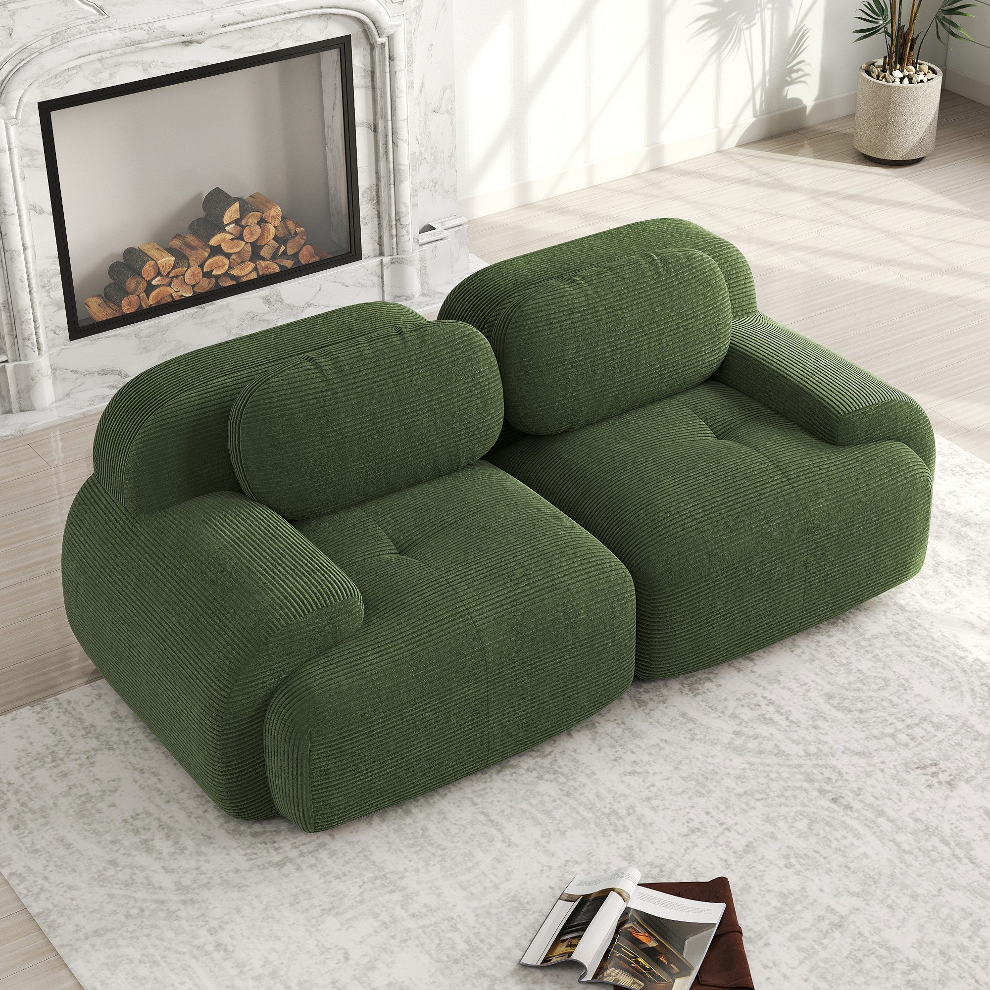 Odikalo 2-Sitzer modular kombinierbar Polstersofa Chaiselongue, günstig online kaufen