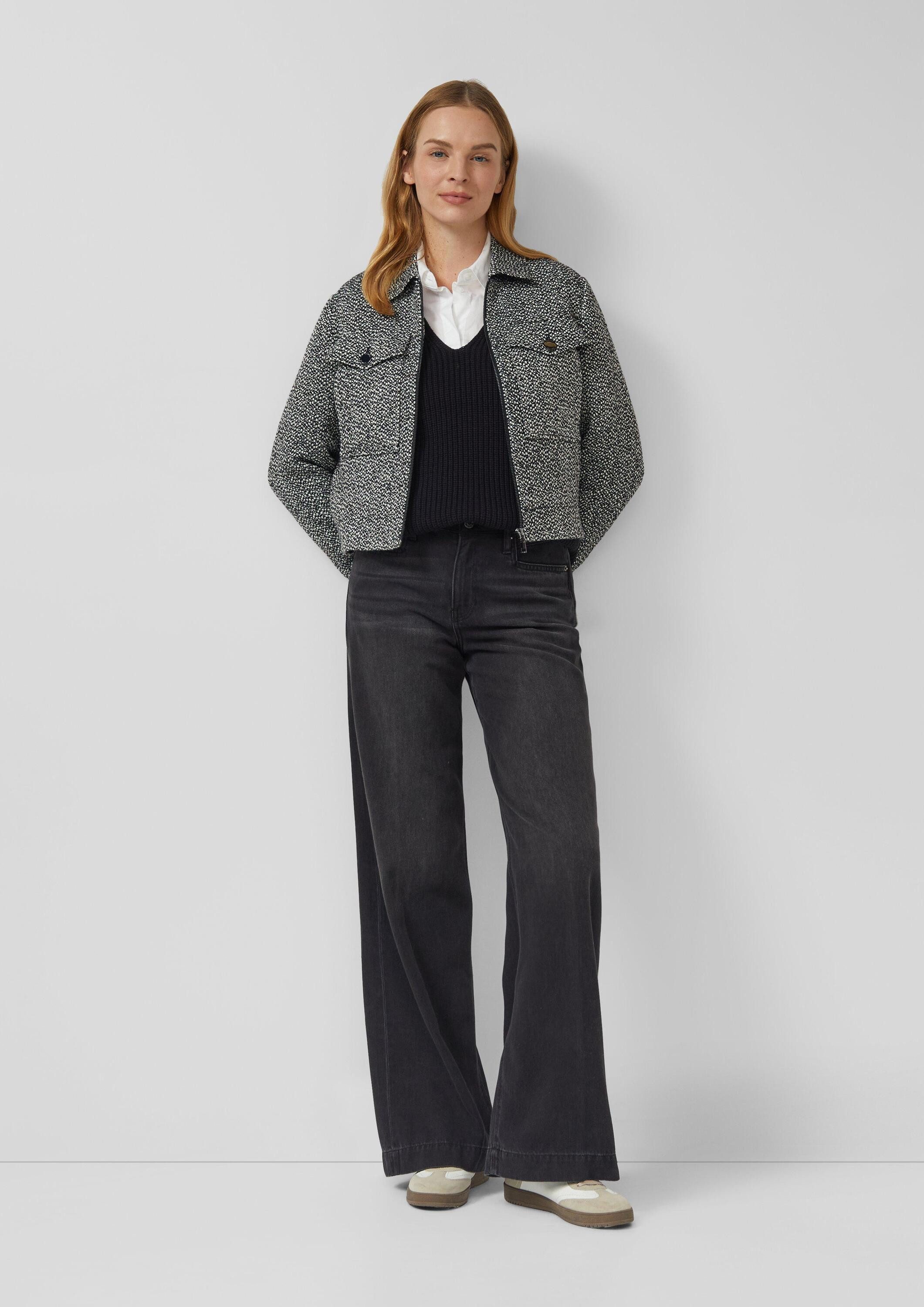 s.Oliver Longpullover Strickpullover Grobstrickpullover mit V-Ausschnitt im Relaxed Fit