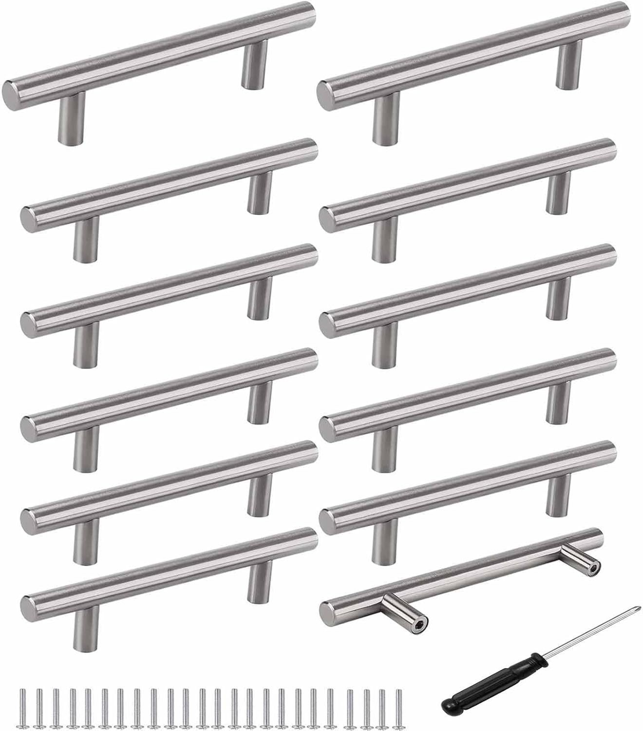 FELIXLEO Möbelgriff 12 Stück T Stangengriff 128mm Gebürstetes Edelstahl Möbelgriff (1-St)