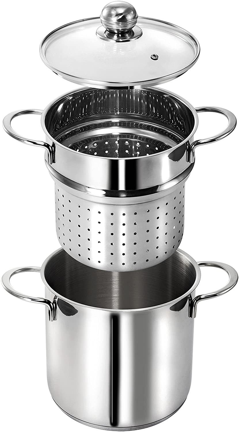 Kopf Spaghettitopf Makkaroni, Edelstahl, Ø 20 cm, mit Siebeinsatz für Gemüse