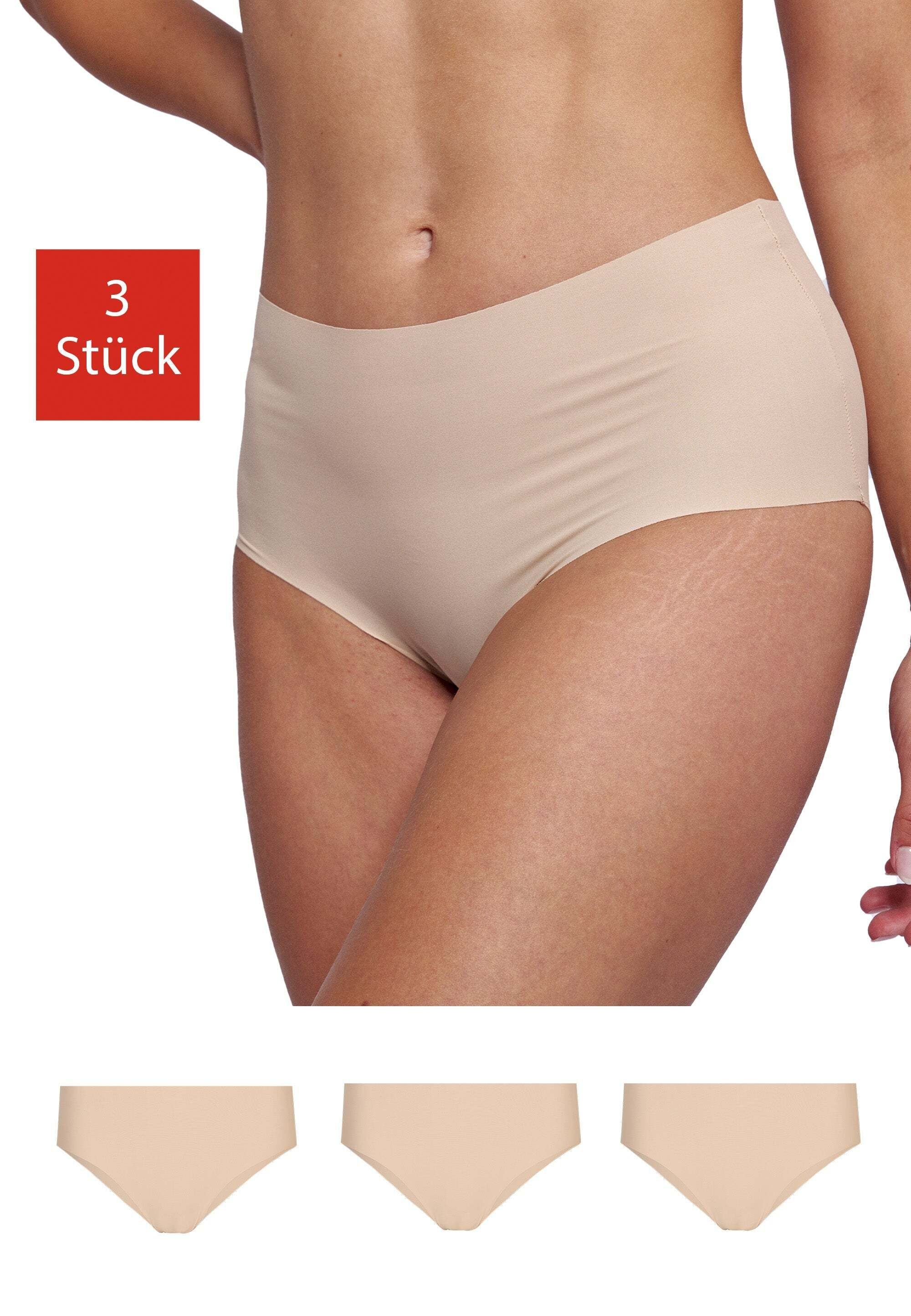 SNOCKS Hipster High Waist Hipster Panties aus Mikrofaser (3-St) ohne kratzenden Zettel, ohne Nähte, unsichtbar unter deiner Kleidung Hellbeige