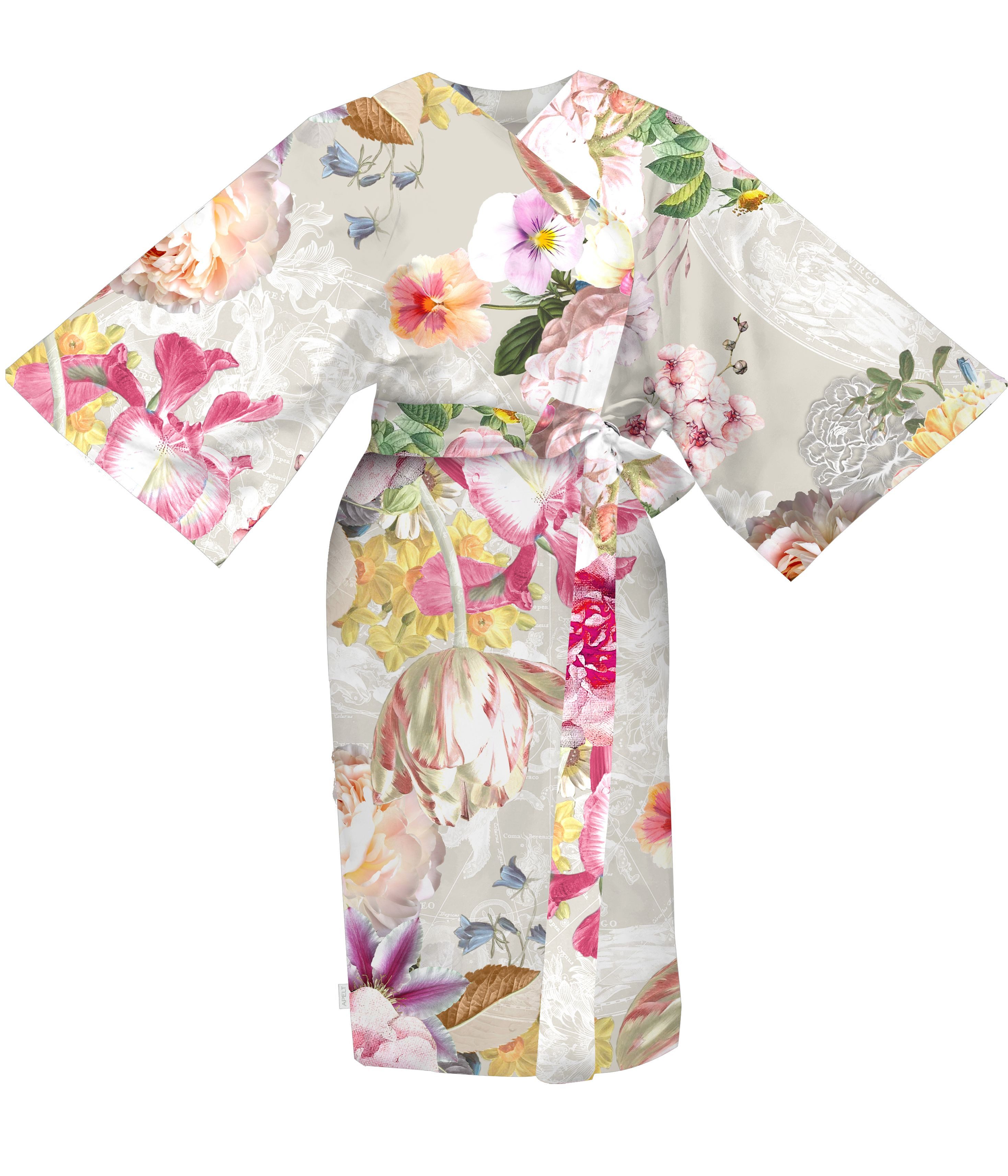 APELT Kimono Giorgia, Kurzform, Mako-Satin, Kimono-Kragen, Gürtel, passend zur Bettwäsche