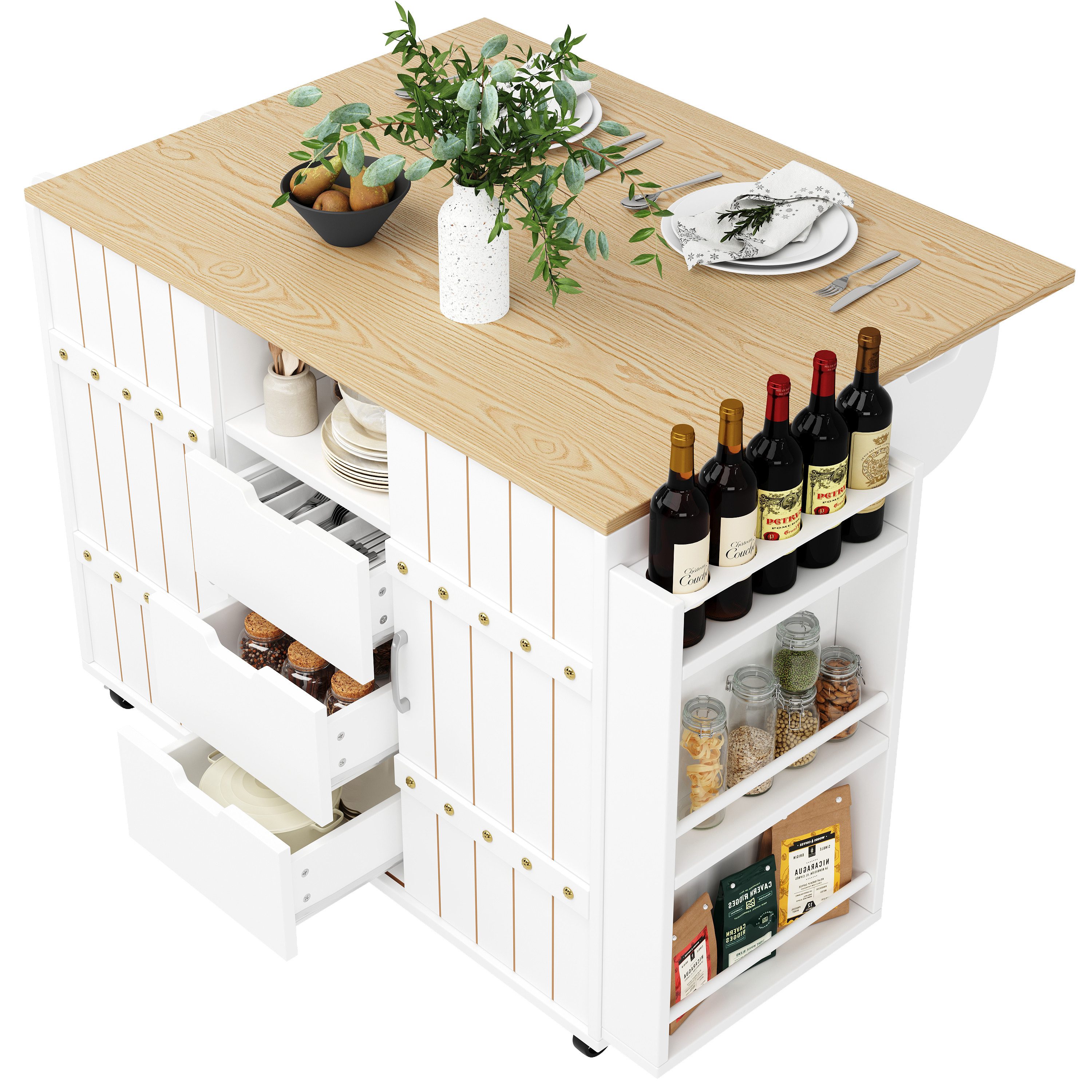 MODFU Küchenwagen Multifunktionale Kücheninsel,Küchewagen, mit 3 günstig online kaufen