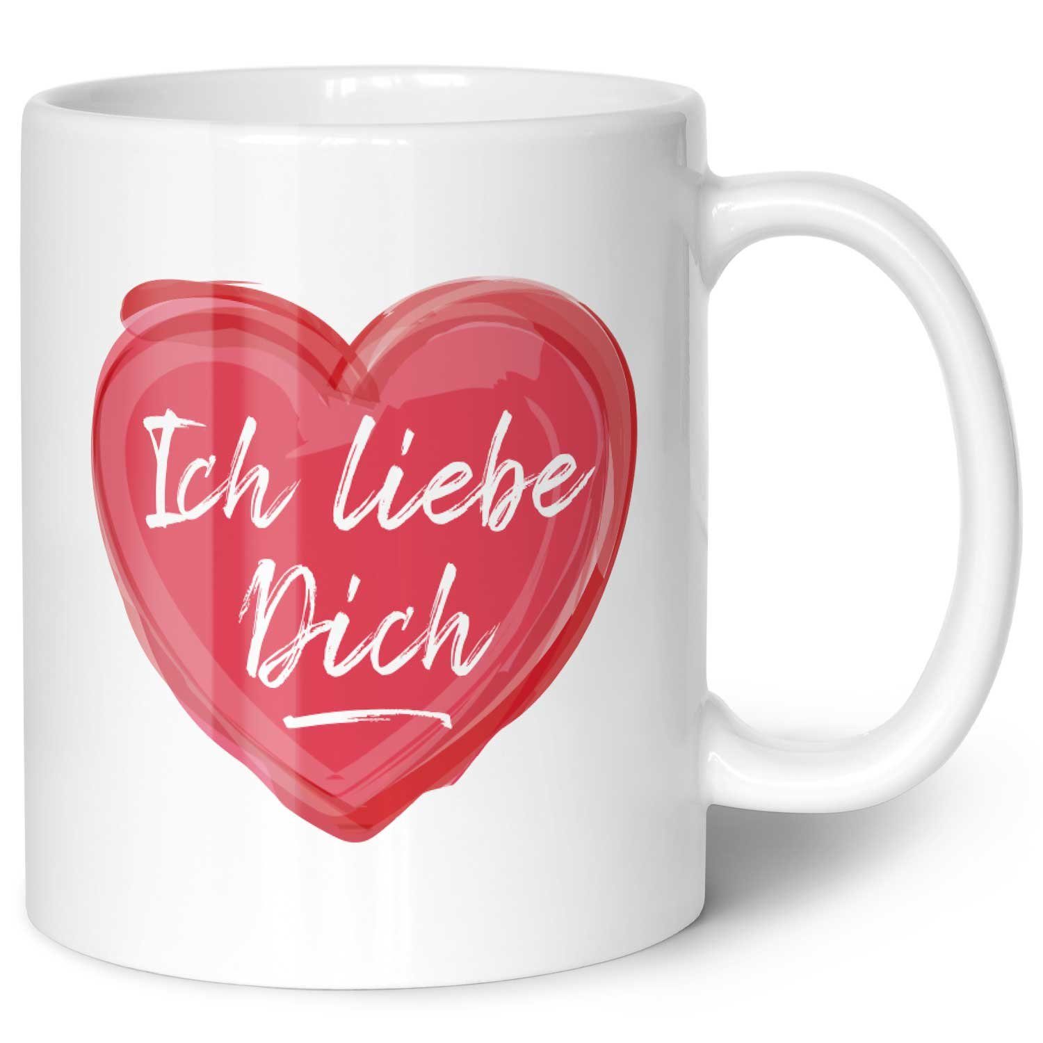 GRAVURZEILE Tasse mit Spruch - Ich liebe dich - Geschenk für Paare & Verliebte, Keramik, Farbe: Weiß