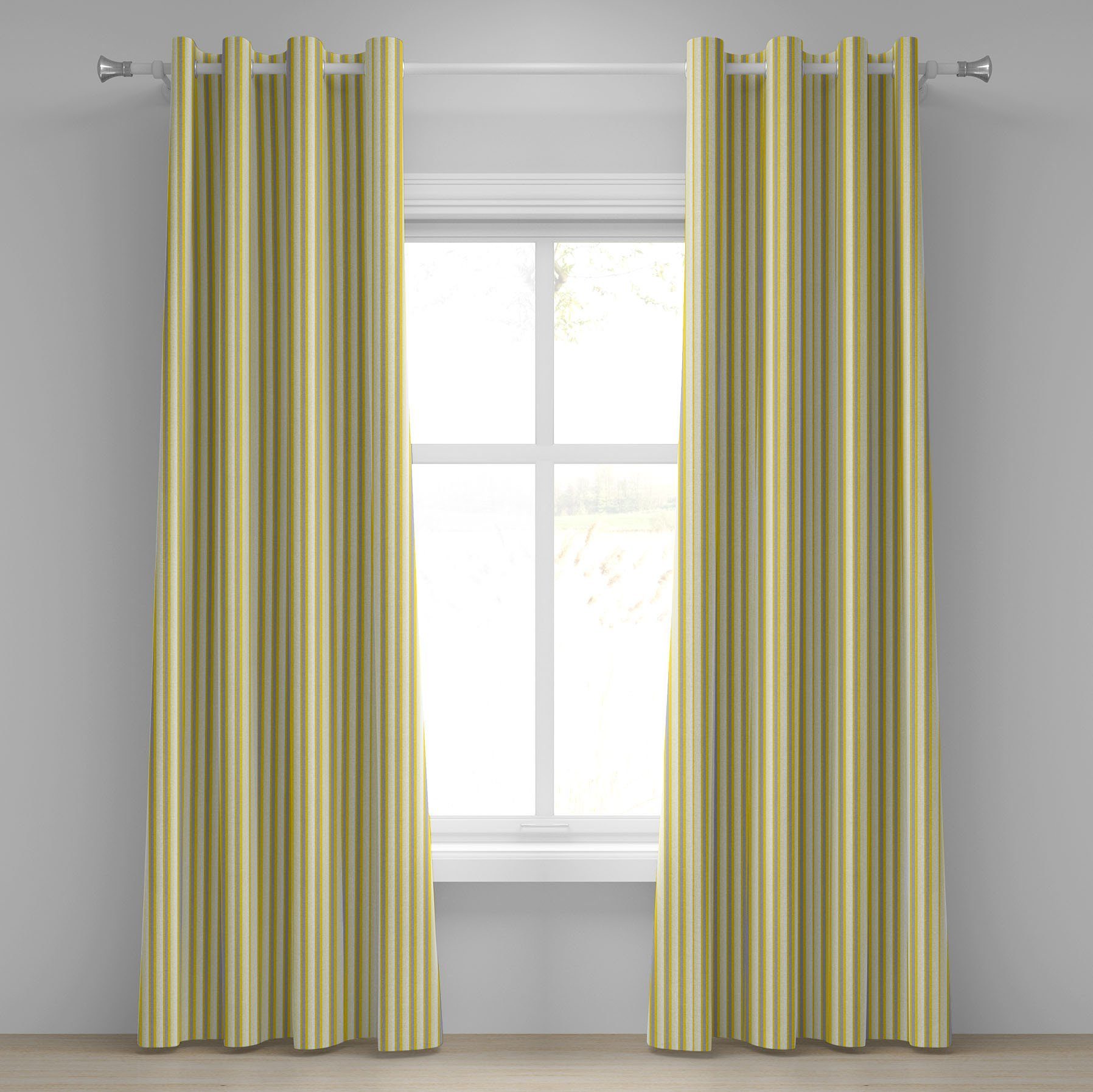 Dekorative Abakuhaus, Gardine Schlafzimmer Stripes 2-Panel-Fenstervorhänge Retro Style für Jahrgang Wohnzimmer,