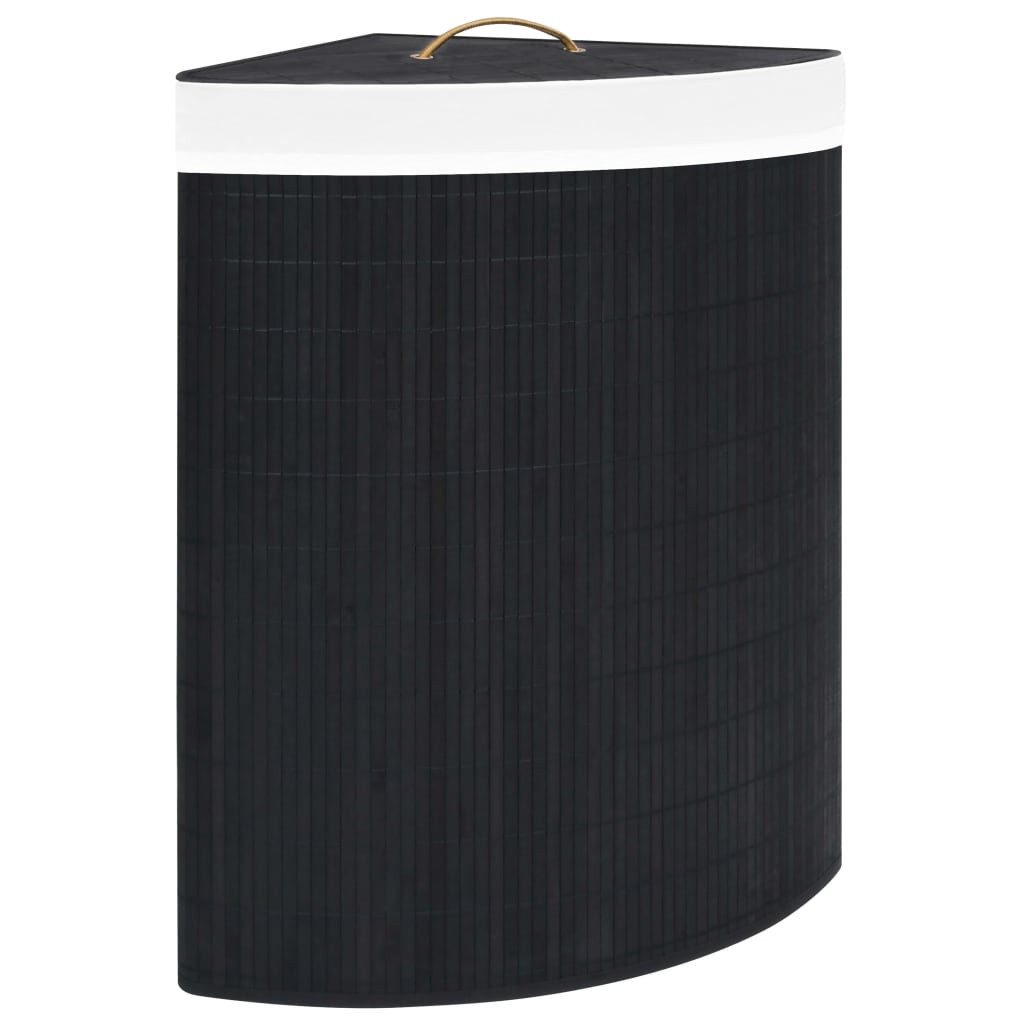 furnicato Wäschekorb Eck-Bambus 52,3x37x65 cm Schwarz (1 St) günstig online kaufen