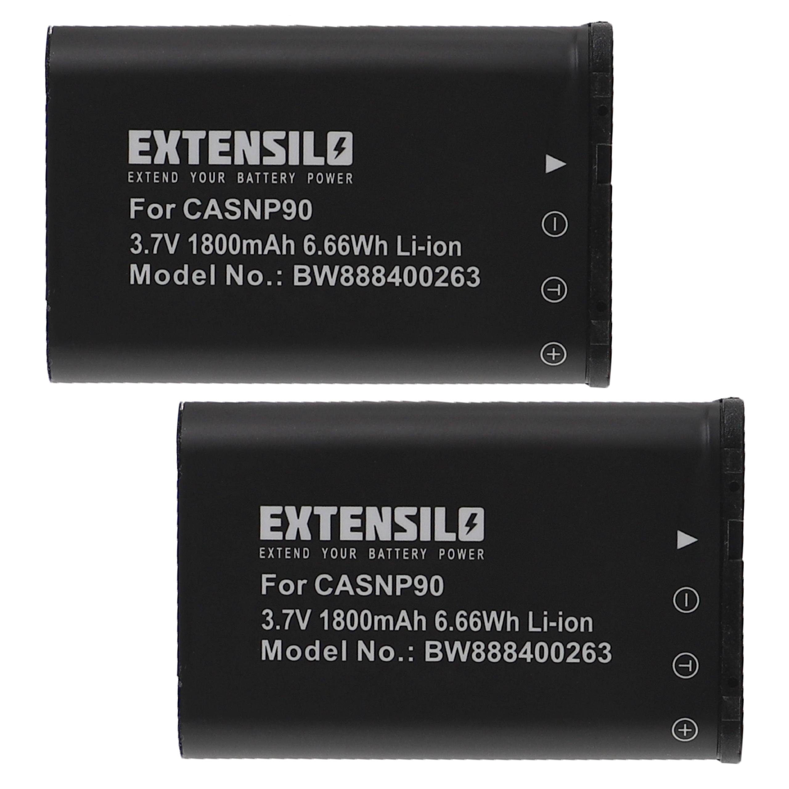 Extensilo Ersatz für Casio NP-90, NP-90DBA für Kamera / Foto Digitalkamera (1800mAh, 3,7V, Li-Ion) Kamera-Akku 1800 mAh