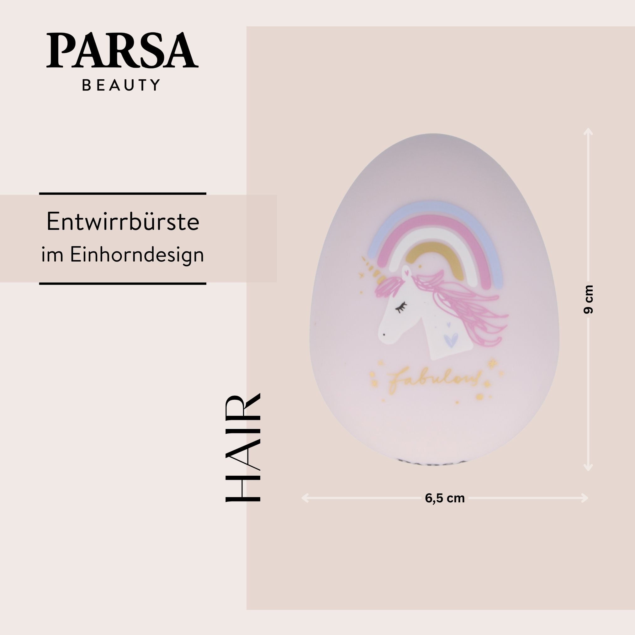 PARSA Beauty Haarbürste Kids Entwirrer Bürste Einhorn Regenbogen, 4-stufiges Entwirrsystem