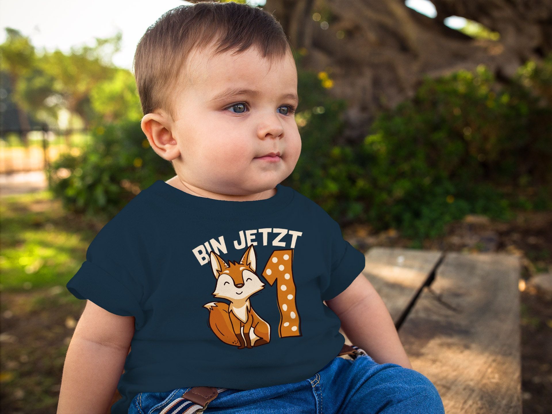 MoonWorks Print-Shirt Baby T-Shirt 1. Geburtstag Fuchs Bin jetzt 1 Tiermotive Fox