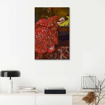 Posterlounge Leinwandbild Georg-Hendrik Breitner, Der rote Kimono, Orientalisches Flair Malerei