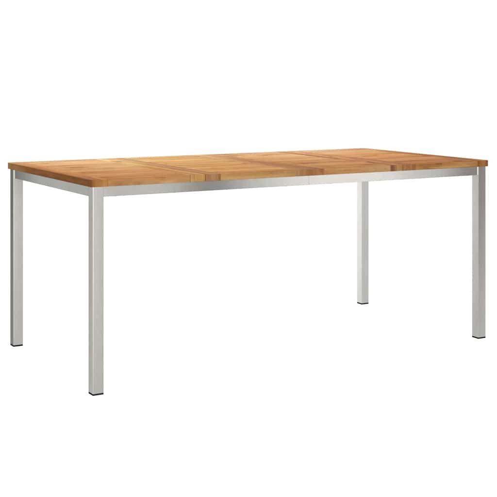 vidaXL Gartentisch Esstisch 180x90x75 cm Massives holz und Edelstahl (1-St)