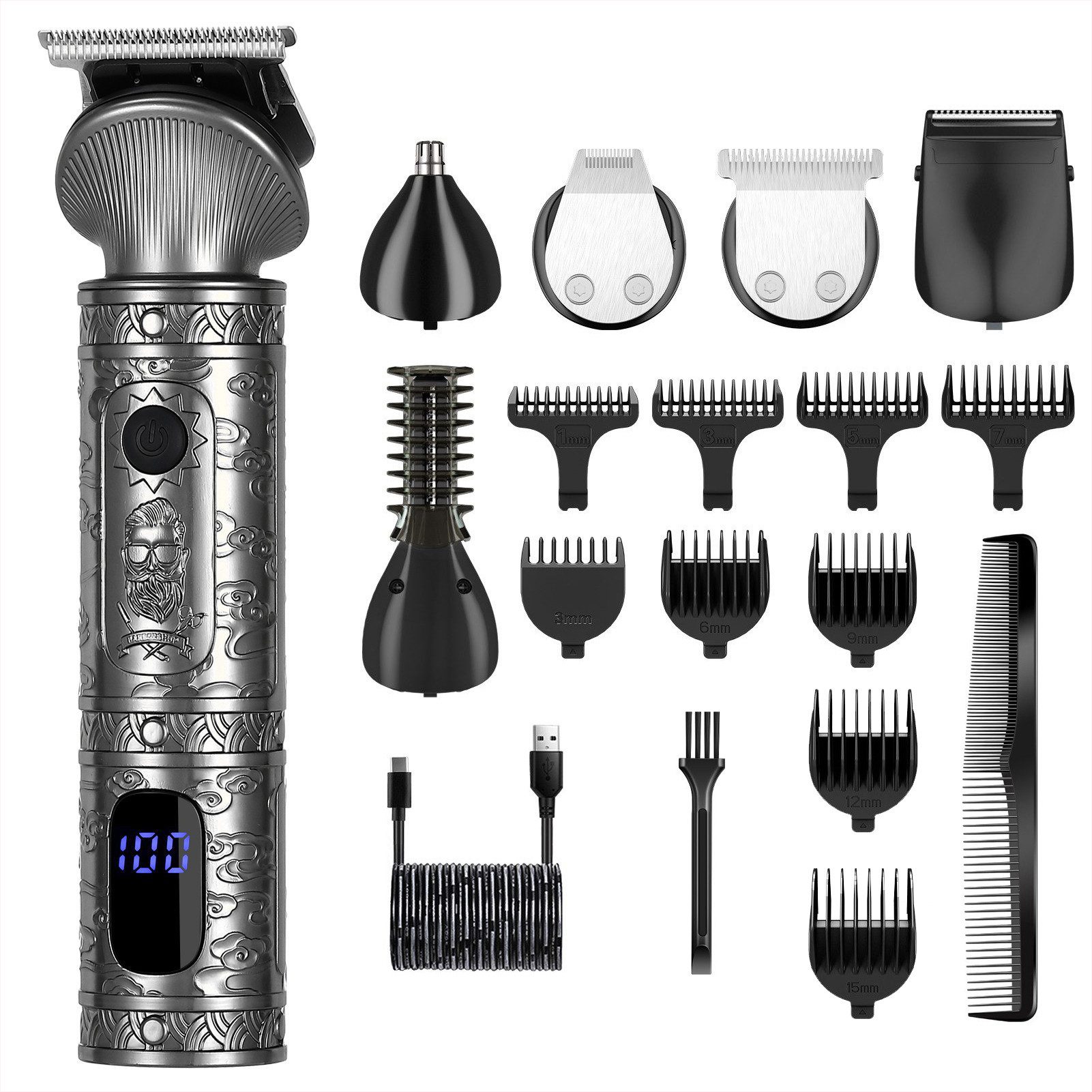 HATTEKER Bartschneider RFC-5618, Haarschneider, Multifunktionaler Trimmer 6in1