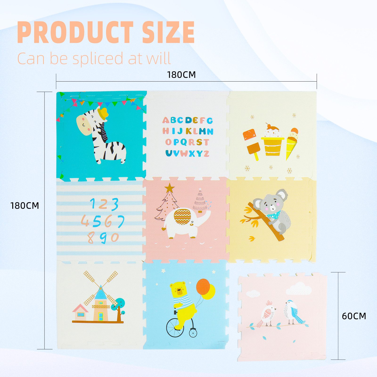 CCLIFE Puzzlematte Puzzlematte Krabbelmatte Spielmatte Baby XPE 60x60x2cm günstig online kaufen