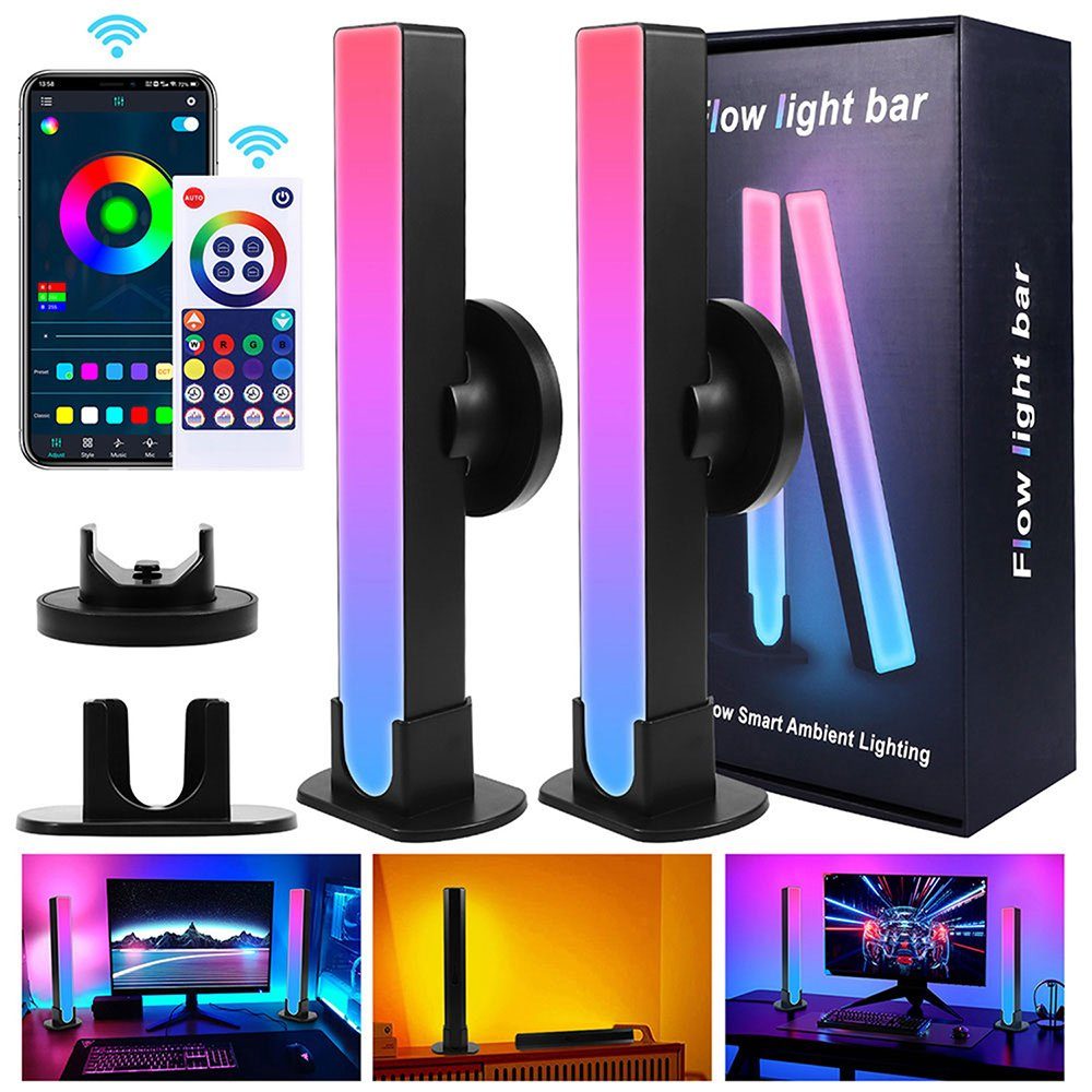 Merry 2024 LED-Streifen Smart LED Lightbar 2er Set,Sync mit Musik und APP  Control, Ambient Lampe für Gaming, Deko, PC, TV