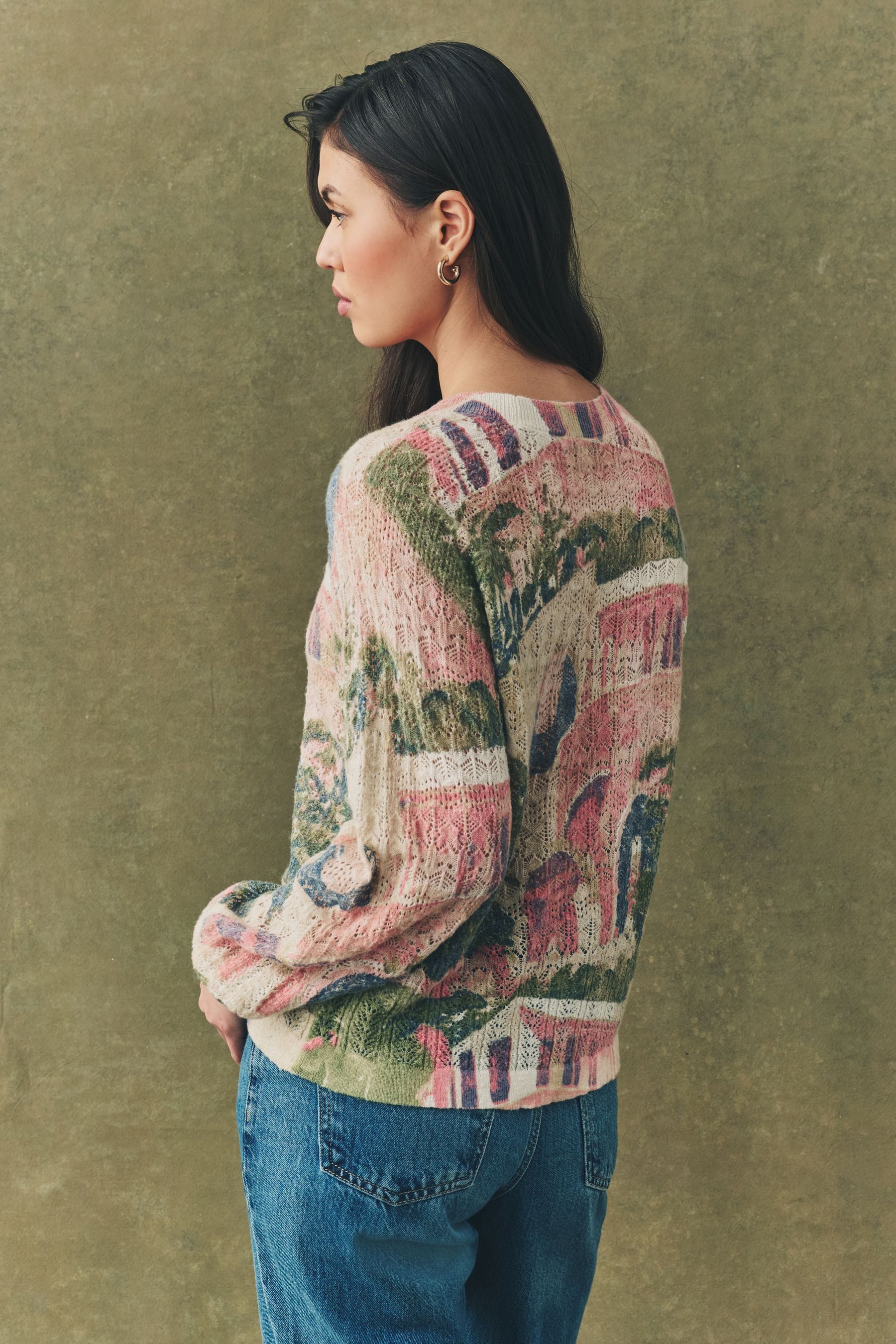 Next Rundhalspullover Feinstrickpullover, Rundhalsausschnitt und Print günstig online kaufen