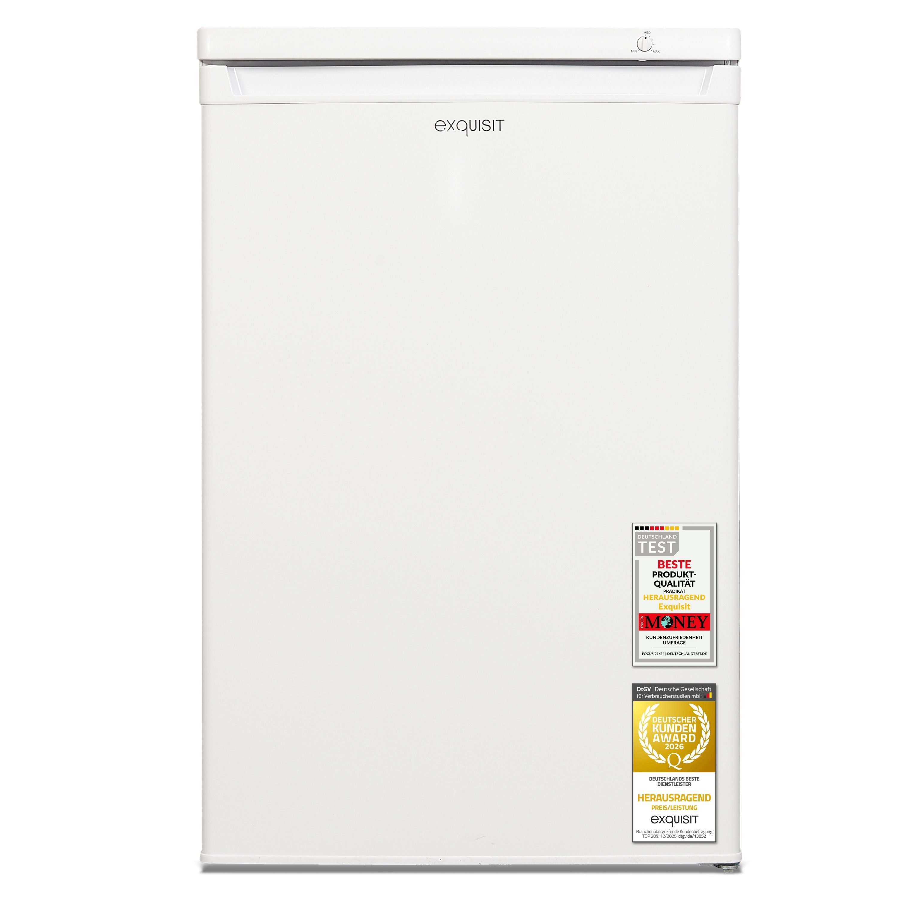 exquisit Gefrierschrank GS512-040E, 85.5 cm hoch, 55 cm breit, 91 Liter, 4 Gefrierschubladen, 4-Sterne-Gefrierfach, 40 dB(A)