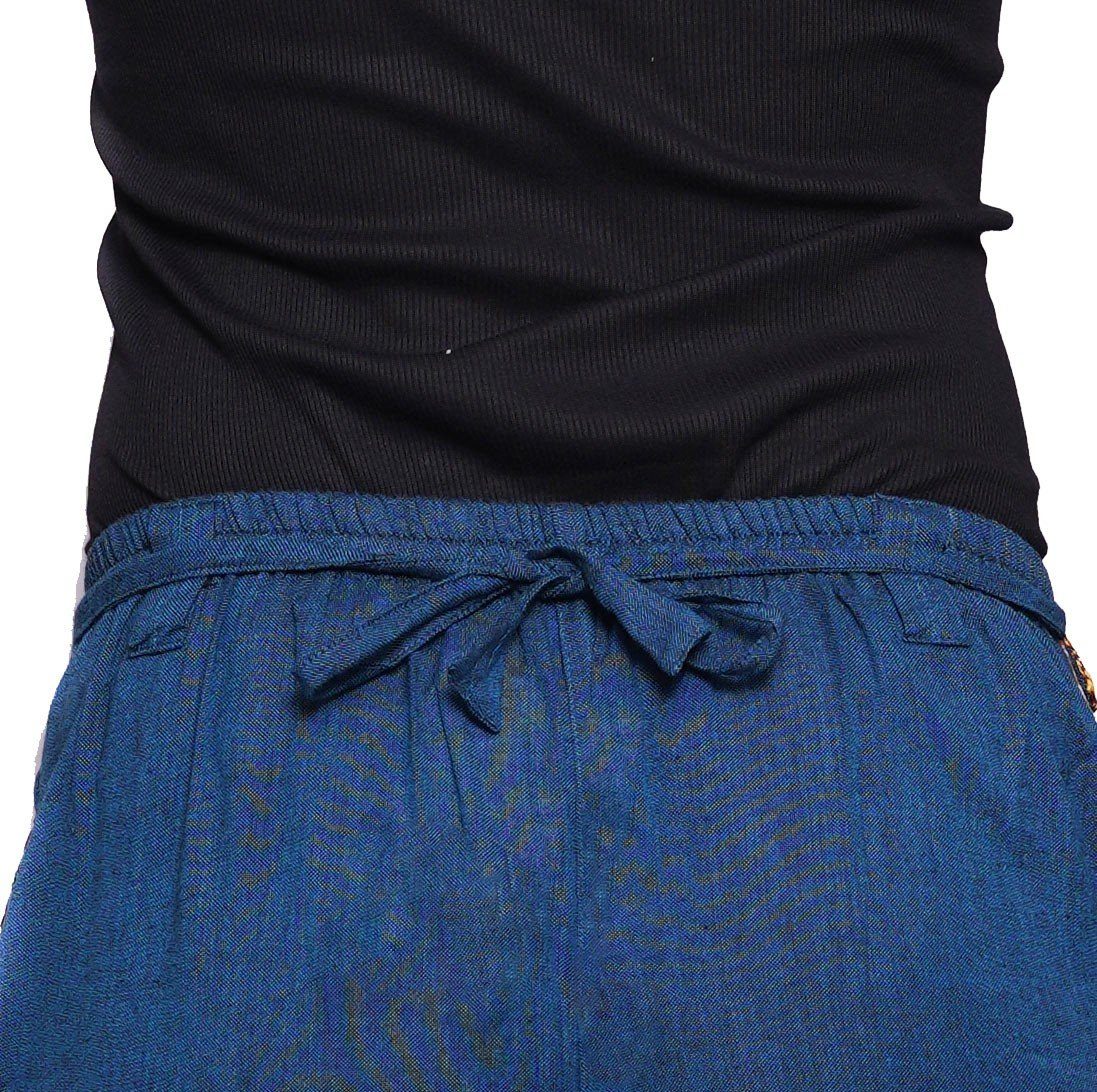 SIMANDRA Stoffhose Freizeithose Thamel Blau (Herren, Bindeband) gewebtem bestickt Stoffhose mit mit 1-tlg., breitem Bund
