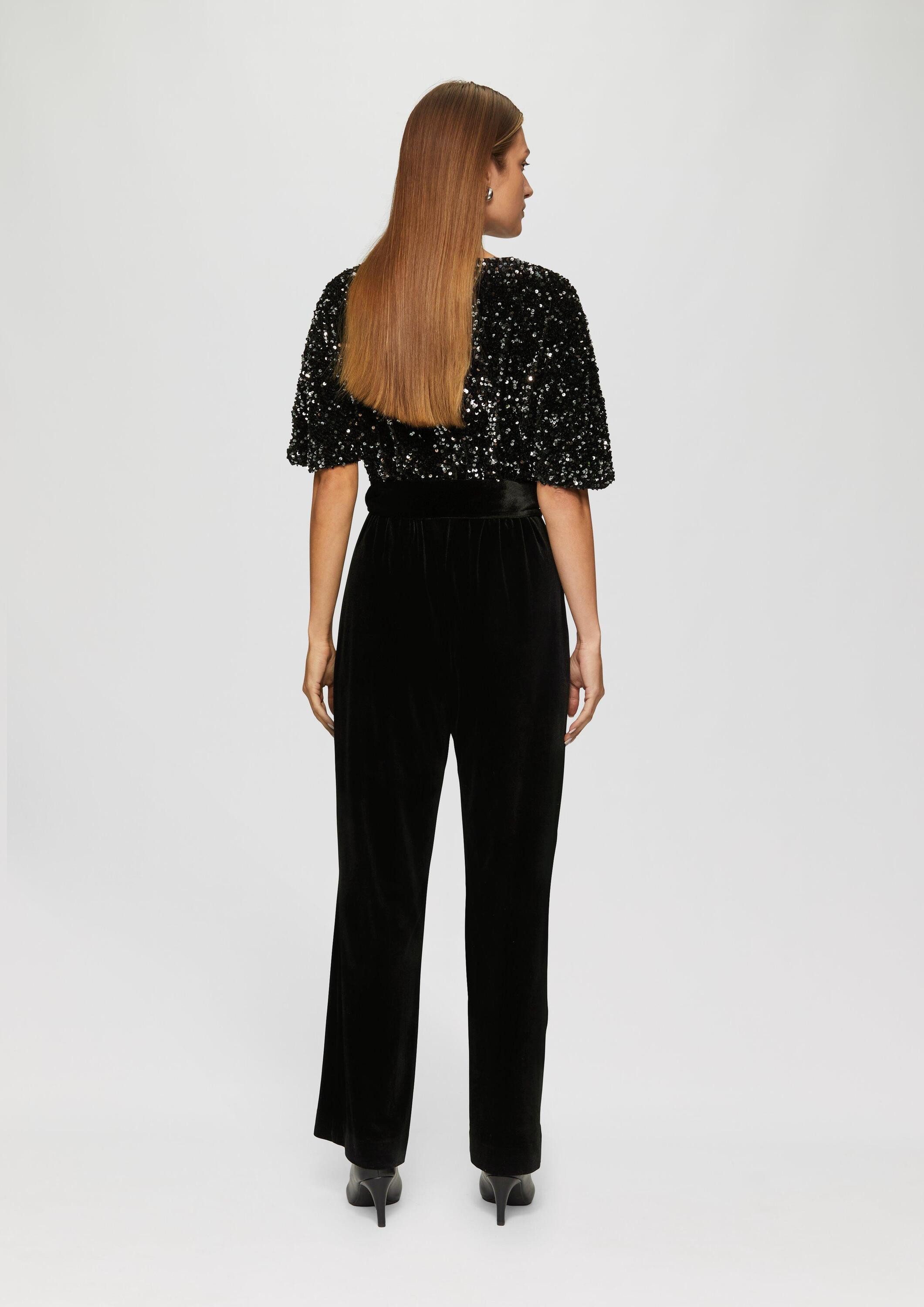s.Oliver Jumpsuit Overall Jumpsuit aus Samt mit Pailletten