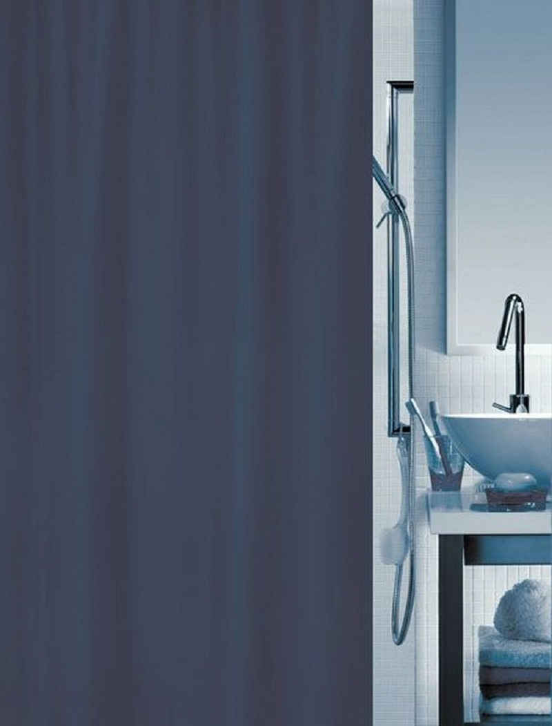 spirella Duschvorhang ATLAS Breite 180 cm, Premium Textil-Duschvorhang, 100% Polyester, wasserabweisend, Anti-Schimmel-Effekt, waschbar 40°, uni, Farbe anthrazit, Größe 180 x 200 cm