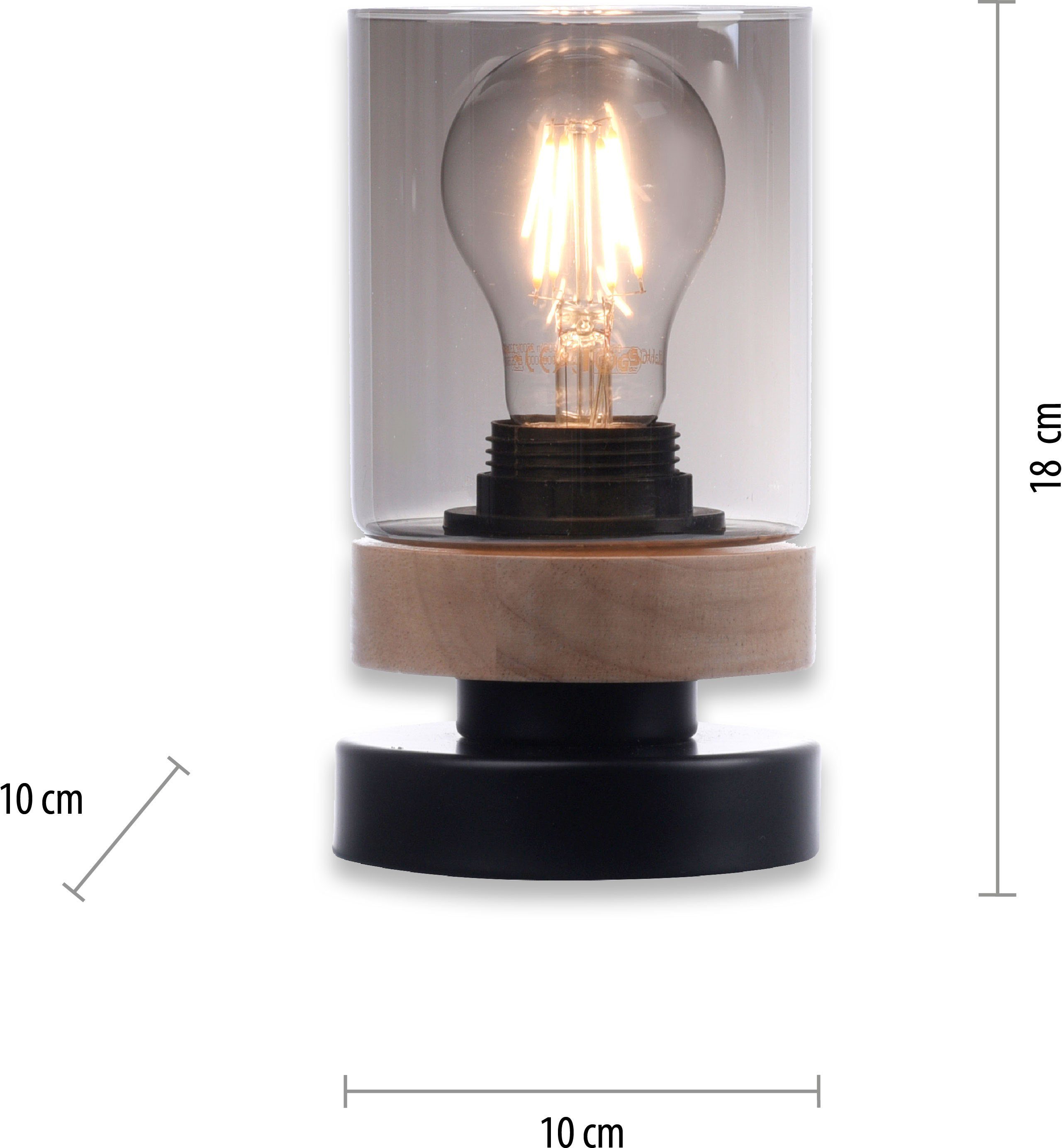 Tischlampe, geeignet für Holz, Tendon, E27 ohne Rauchglas, affaire Leuchtmittel, Home Glas, Tischleuchte Leuchtmittel -