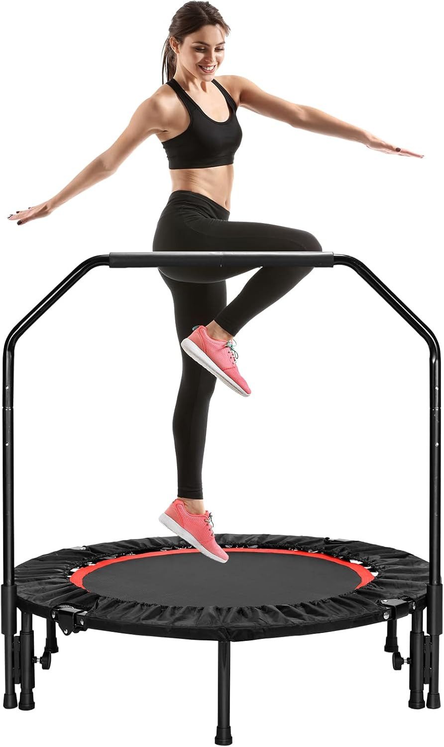 TLGREEN Fitnesstrampolin Indoor-Trampolin Ø101cm,Faltbares Fitness-Trampolin, Ø 101 cm, Trampolin für Jumping Fitness,Tragfähigkeit 150 kg