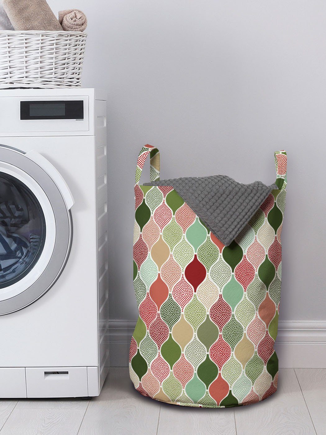 Wäschesäckchen Abstrakt Waschsalons, Kordelzugverschluss mit Griffen Abakuhaus Eastern Wäschekorb Geometrischer für