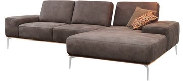 W.SCHILLIG Ecksofa run, mit elegantem Holzsockel, Füße in Chrom glänzend, Breite 299 cm