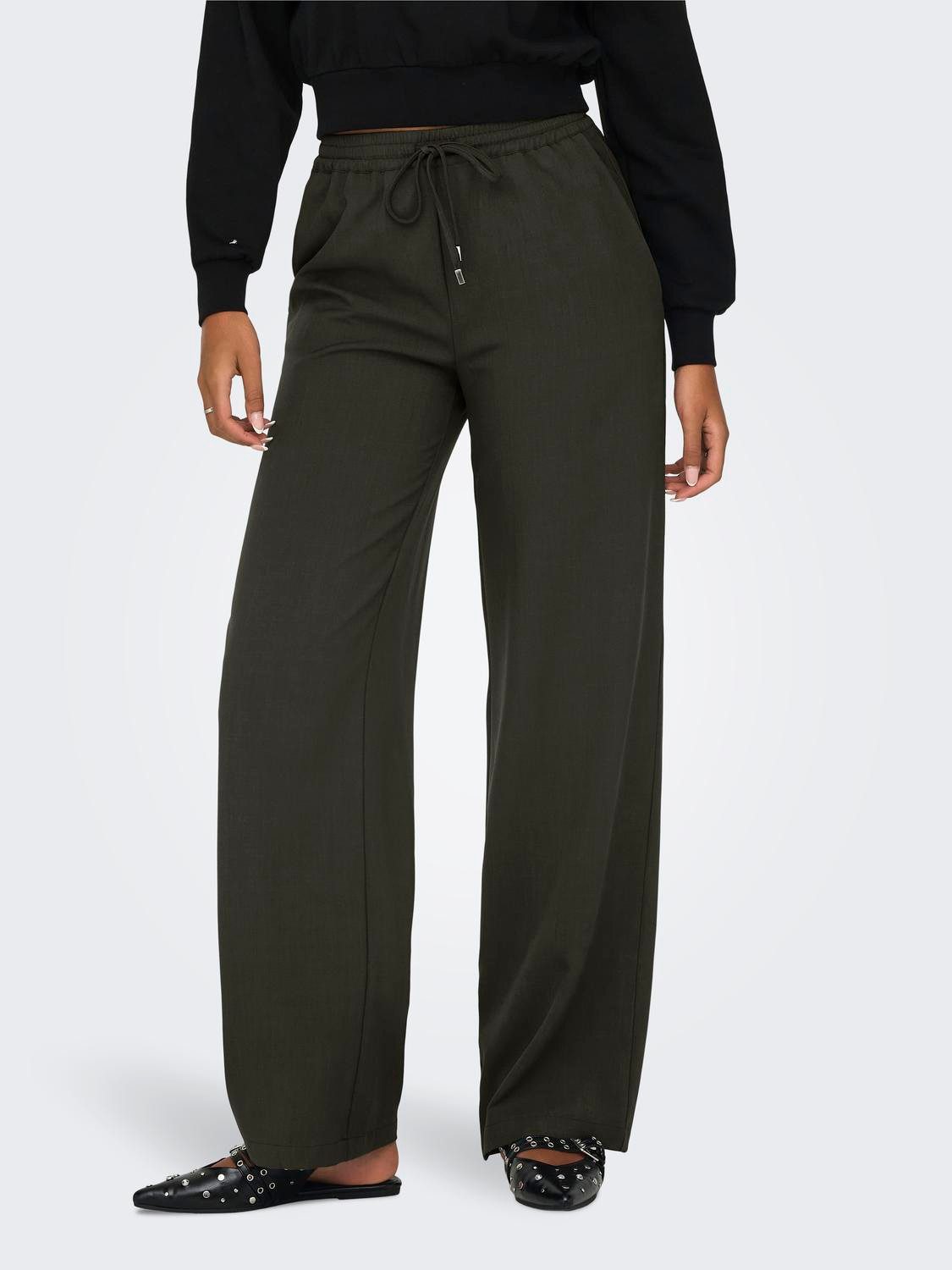 ONLY Stoffhose weiter Beinschnitt hoher Taille günstig online kaufen
