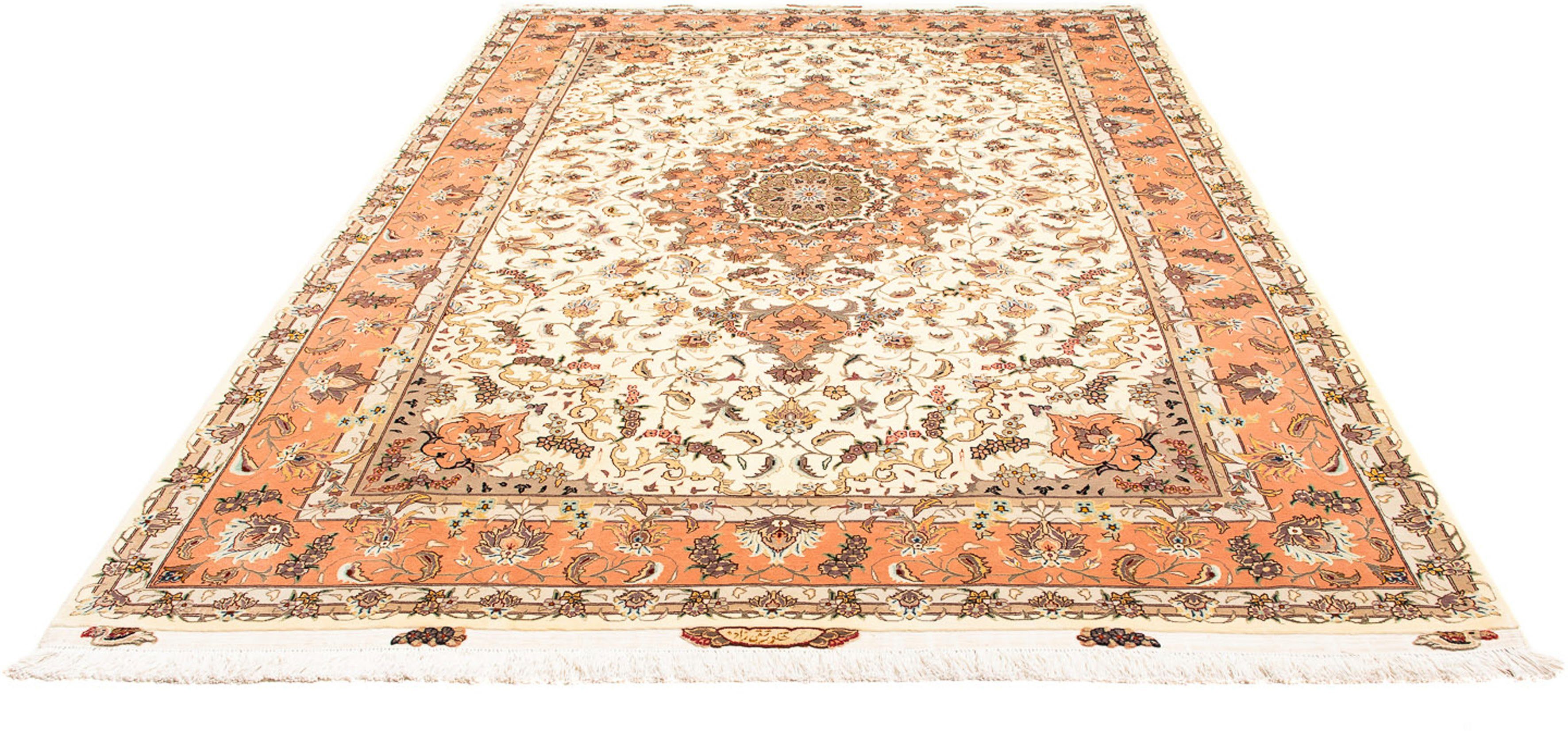 Orientteppich Perser - Täbriz - Royal - 300 x 204 cm - beige, morgenland, rechteckig, Höhe: 7 mm, Wohnzimmer, Handgeknüpft, Einzelstück mit Zertifikat | Kurzflor-Teppiche