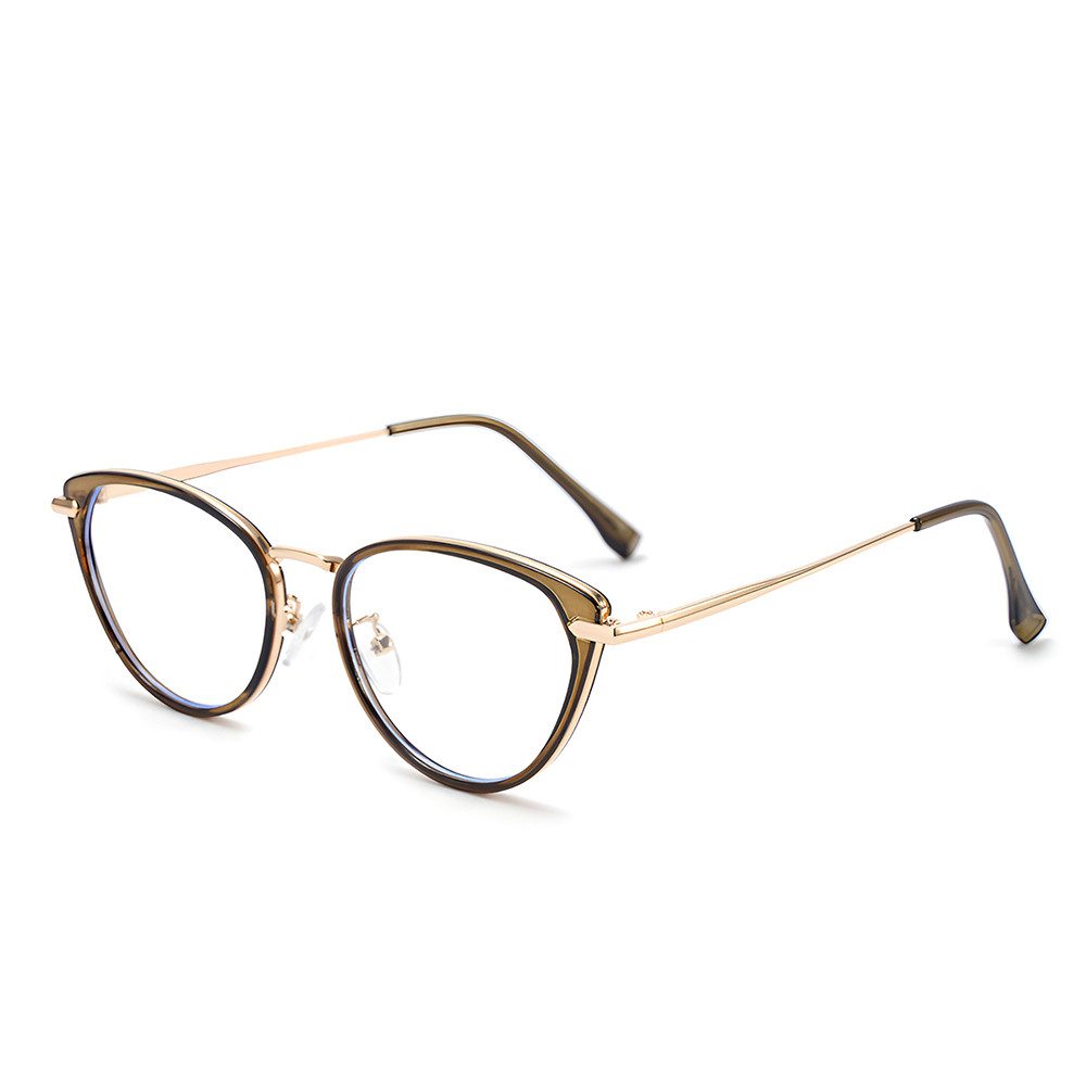 Brille Ohne Sehstärke Damen Cat Eye Anti Blaulicht Metall Computerbrille