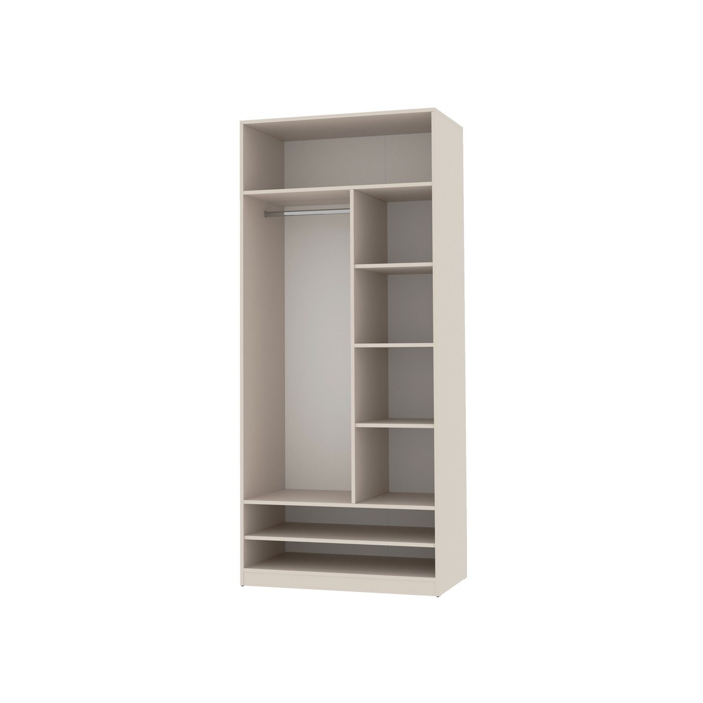 Marmex Möbel Garderobenschrank TRES 02 offener Kleiderschrank mit Kleiderstange und Einlegeböden ohne Schranktüren, Ankleidezimmer