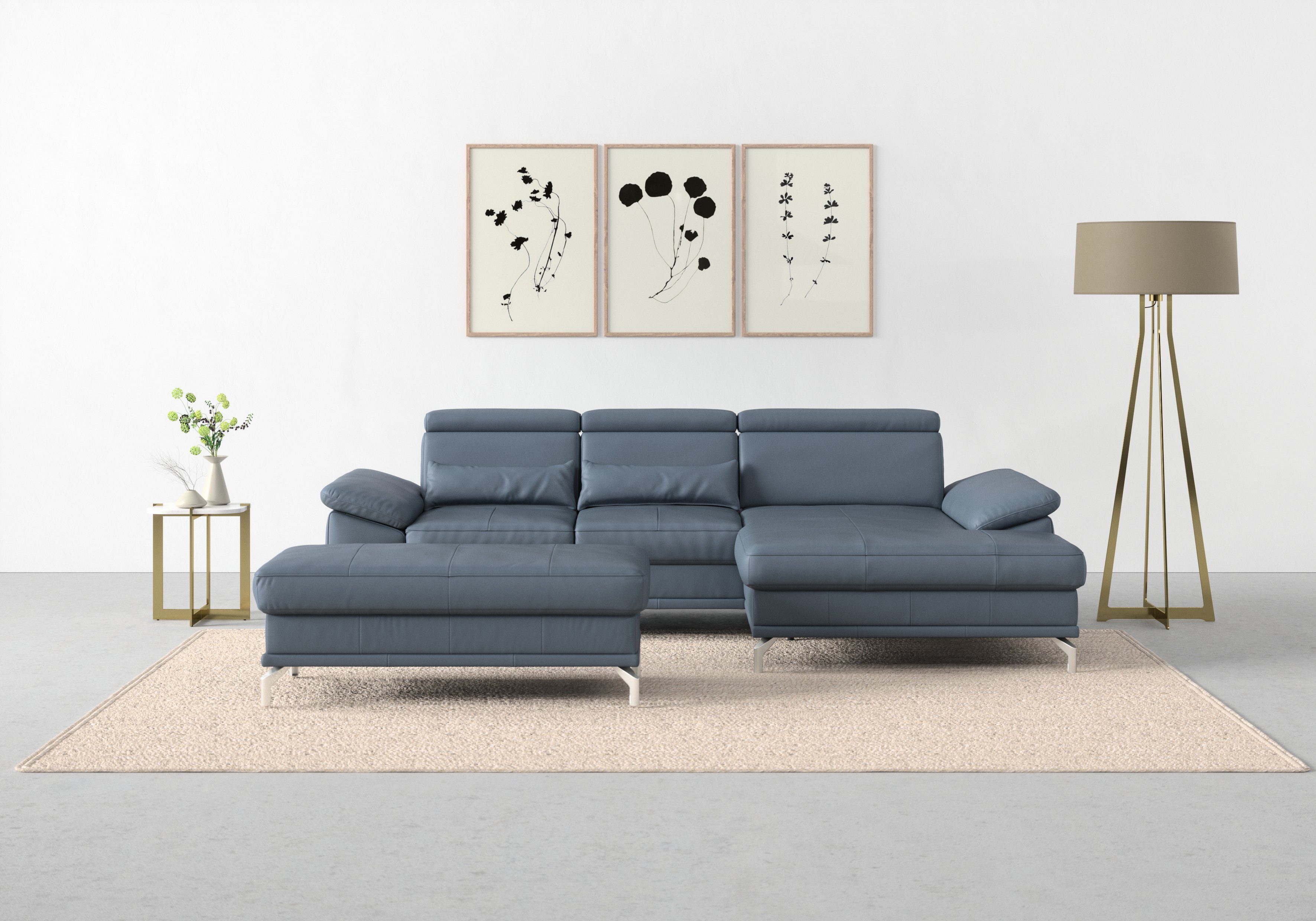 sit&more Ecksofa Cabrio L-Form, B: 295 cm, mit Sitztiefen-, Arm- & Kopfteilverstellung, 2 Nierenkissen, Federkern, optional Bettfunktion und Stauraum