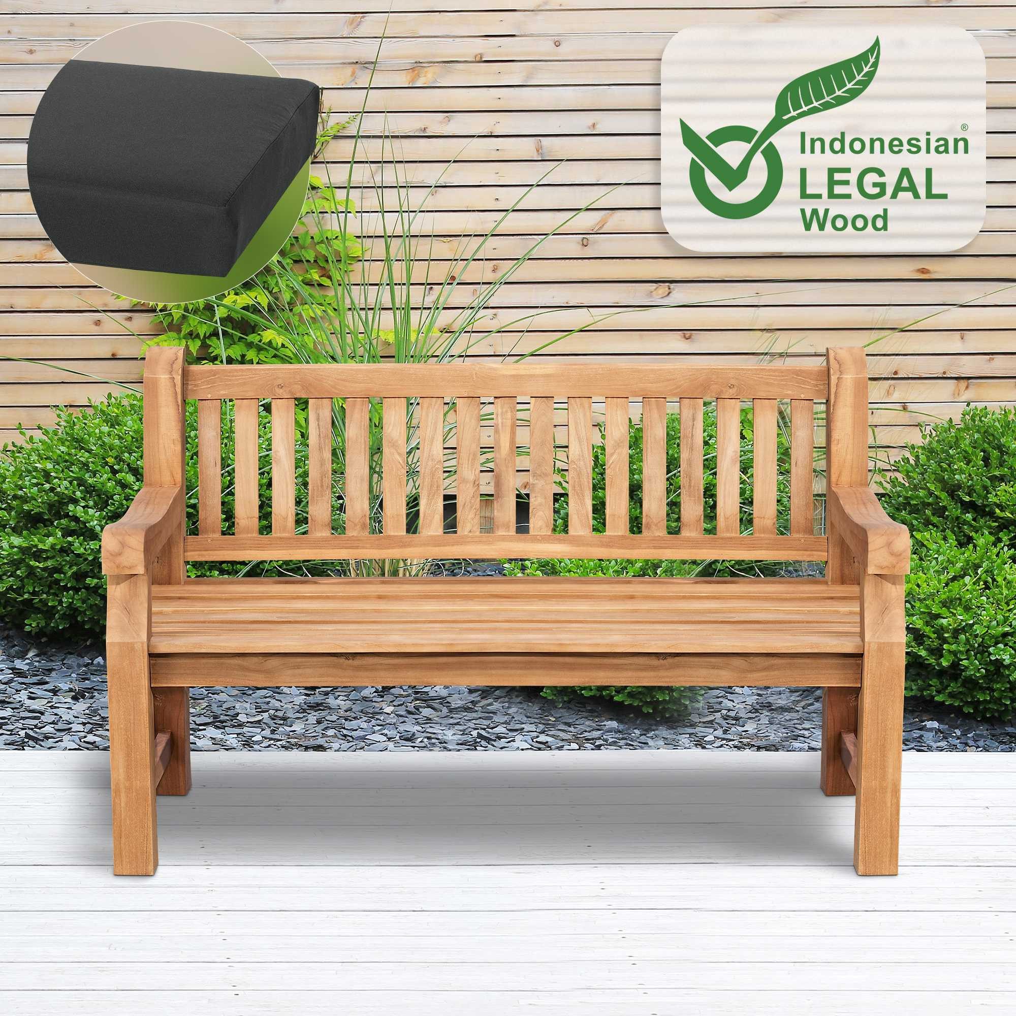 furnicato Gartenbank Naturholz Bank Jackson 150x61x93 cm dunkelgrau (1-St)
