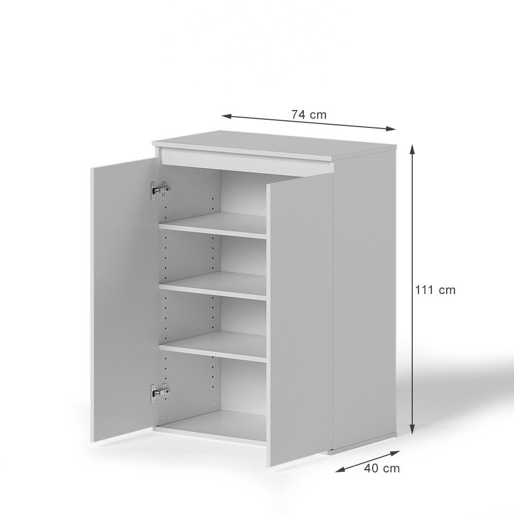 Vicco Kommode Claus, Weiß, 74 x 99.6 cm mit 2 Türen (1 St)