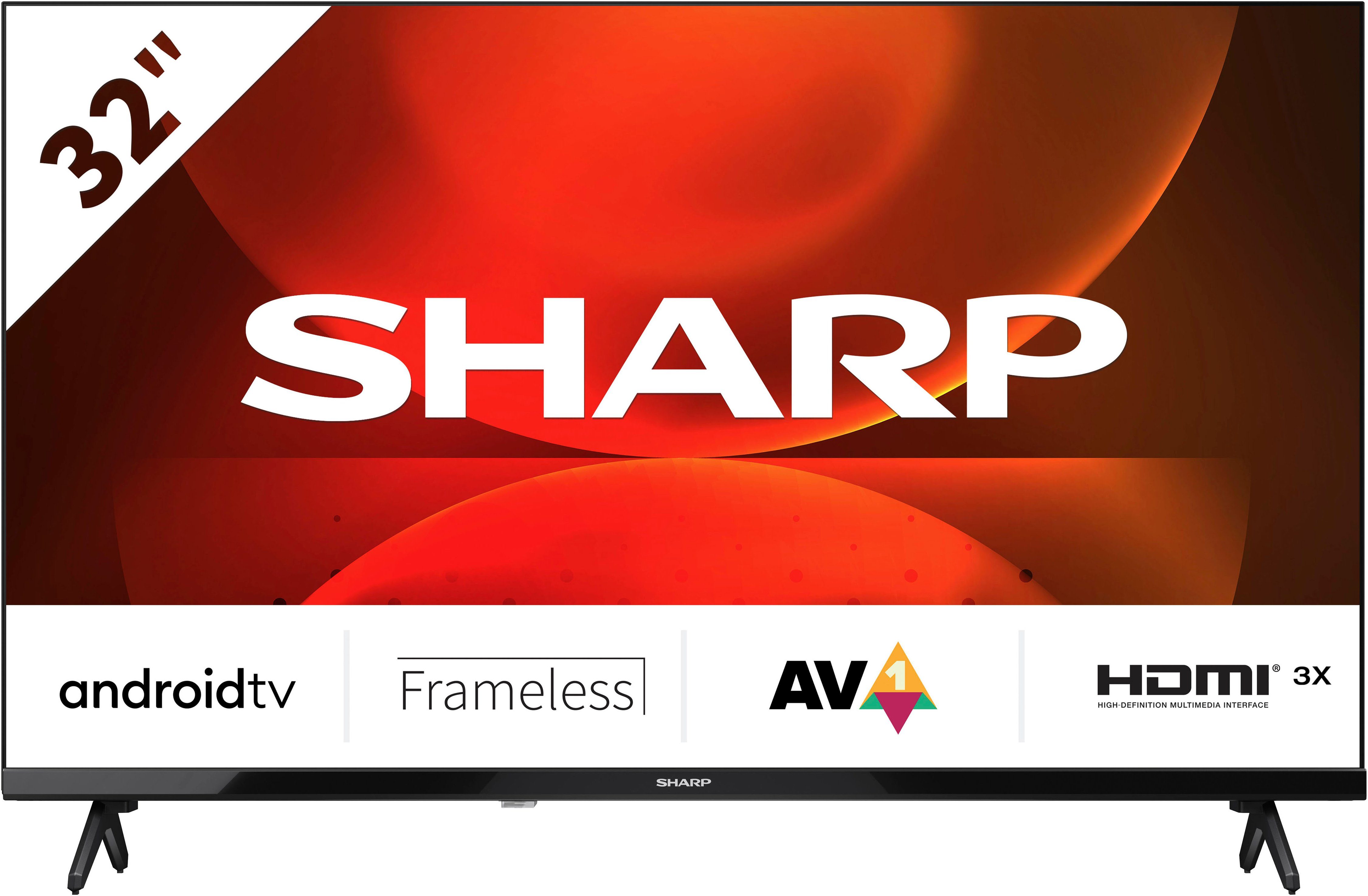 Sharp 1T-C32FHx LED-Fernseher (80 cm/32 Zoll, HD-ready, Android TV, Smart-TV, Frameless Android TV, 3X HDMI)